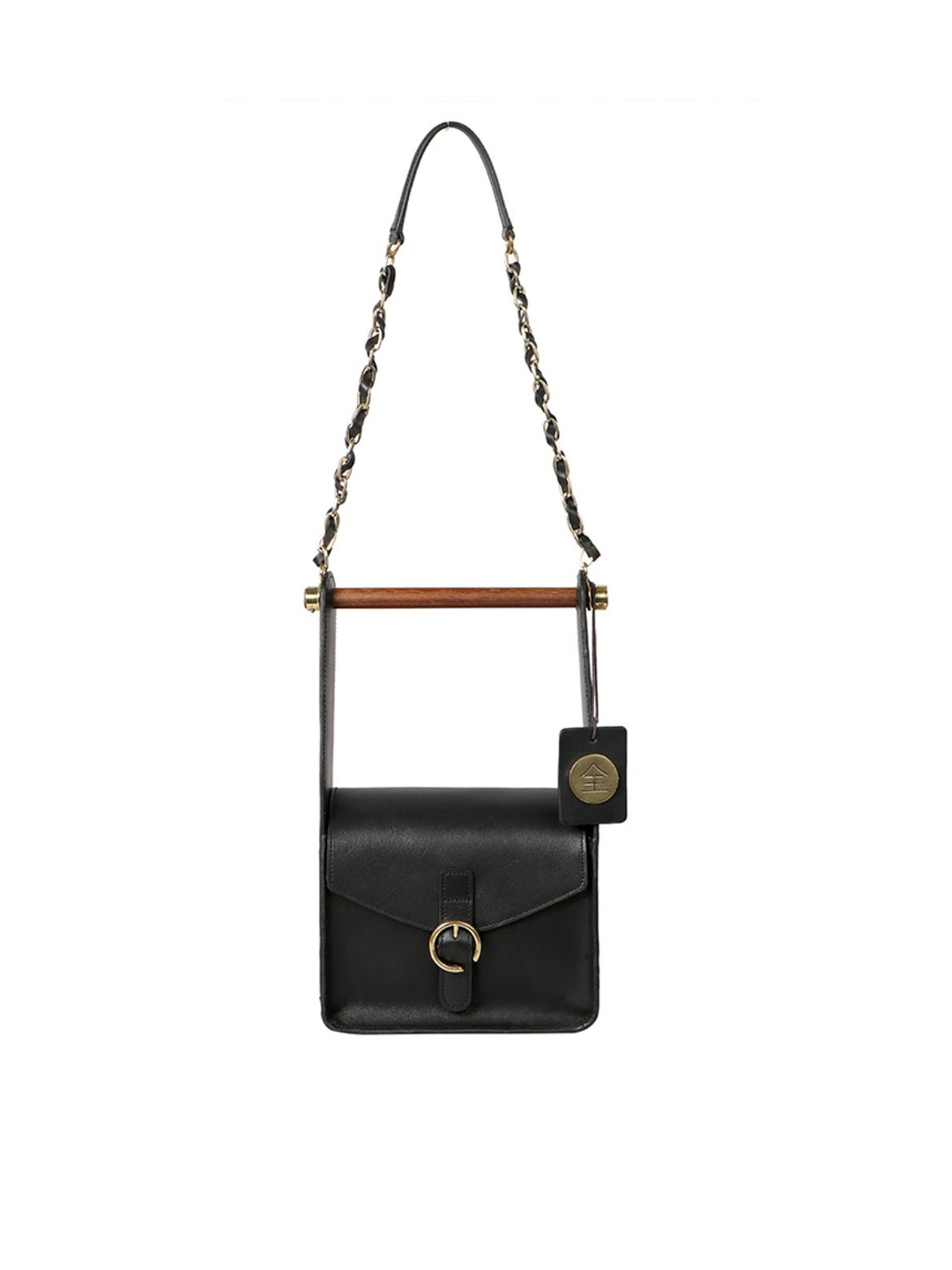 

Hidesign Black Leather Structured Shoulder Bag
