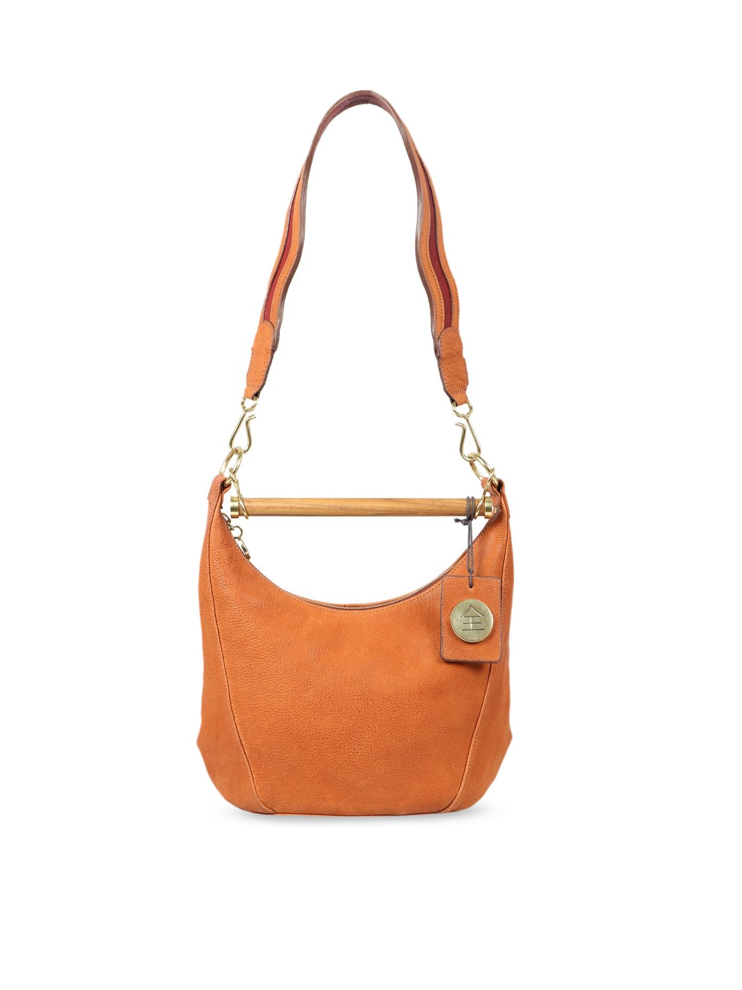 

Hidesign Orange Leather Structured Shoulder Bag