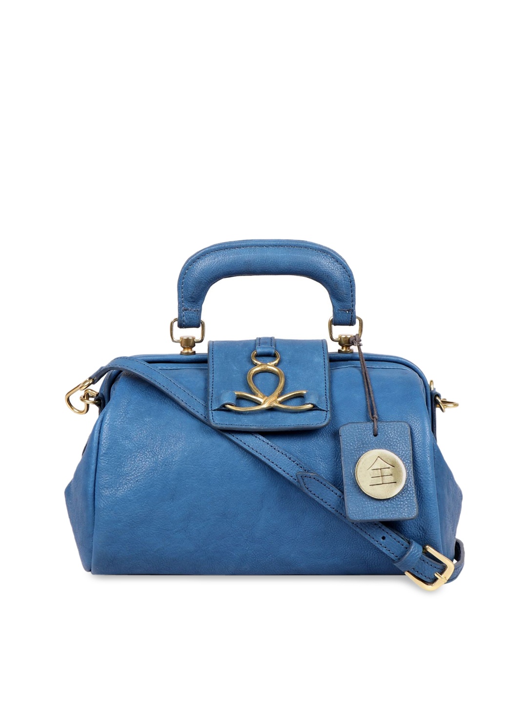 

Hidesign Blue Leather Structured Handheld Bag
