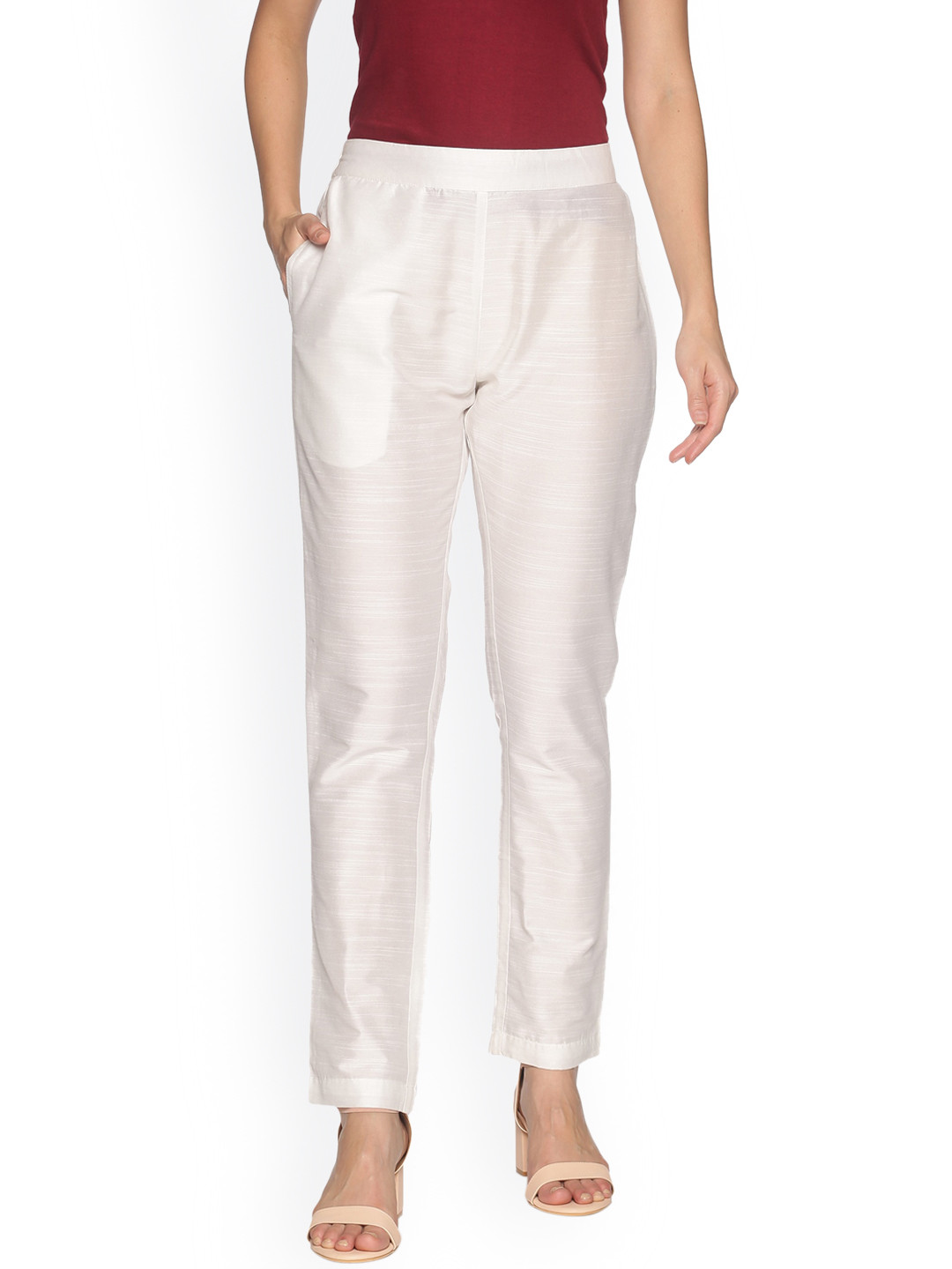 

Saffron Threads Women White Original Easy Wash Trousers