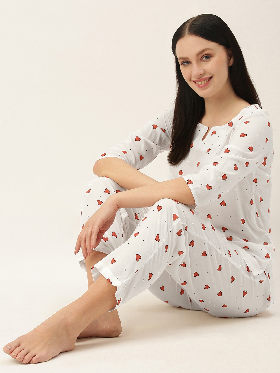 

GALYPSO Women White Printed Night suit