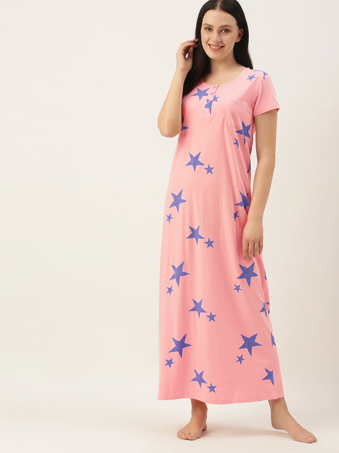 

GALYPSO Pink Printed Maxi Nightdress
