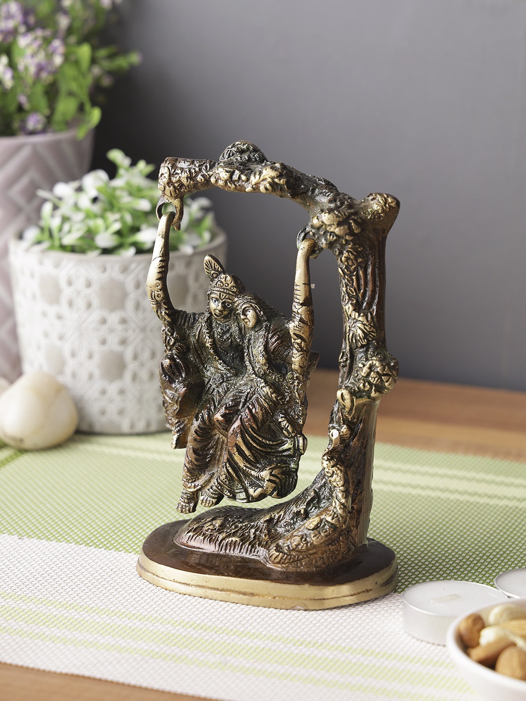 

Aapno Rajasthan Brown Radha Krishna On Swing Handcrafted Showpiece
