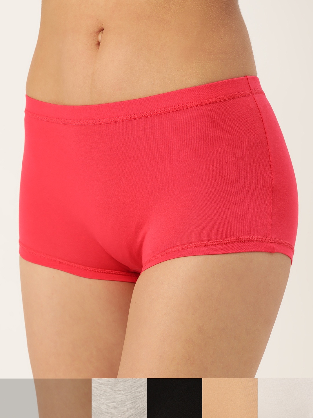 

Amosio Women Pack of 5 Solid High-Rise Boy Shorts Briefs Joy-wsb-mgrey-crt-5, Black