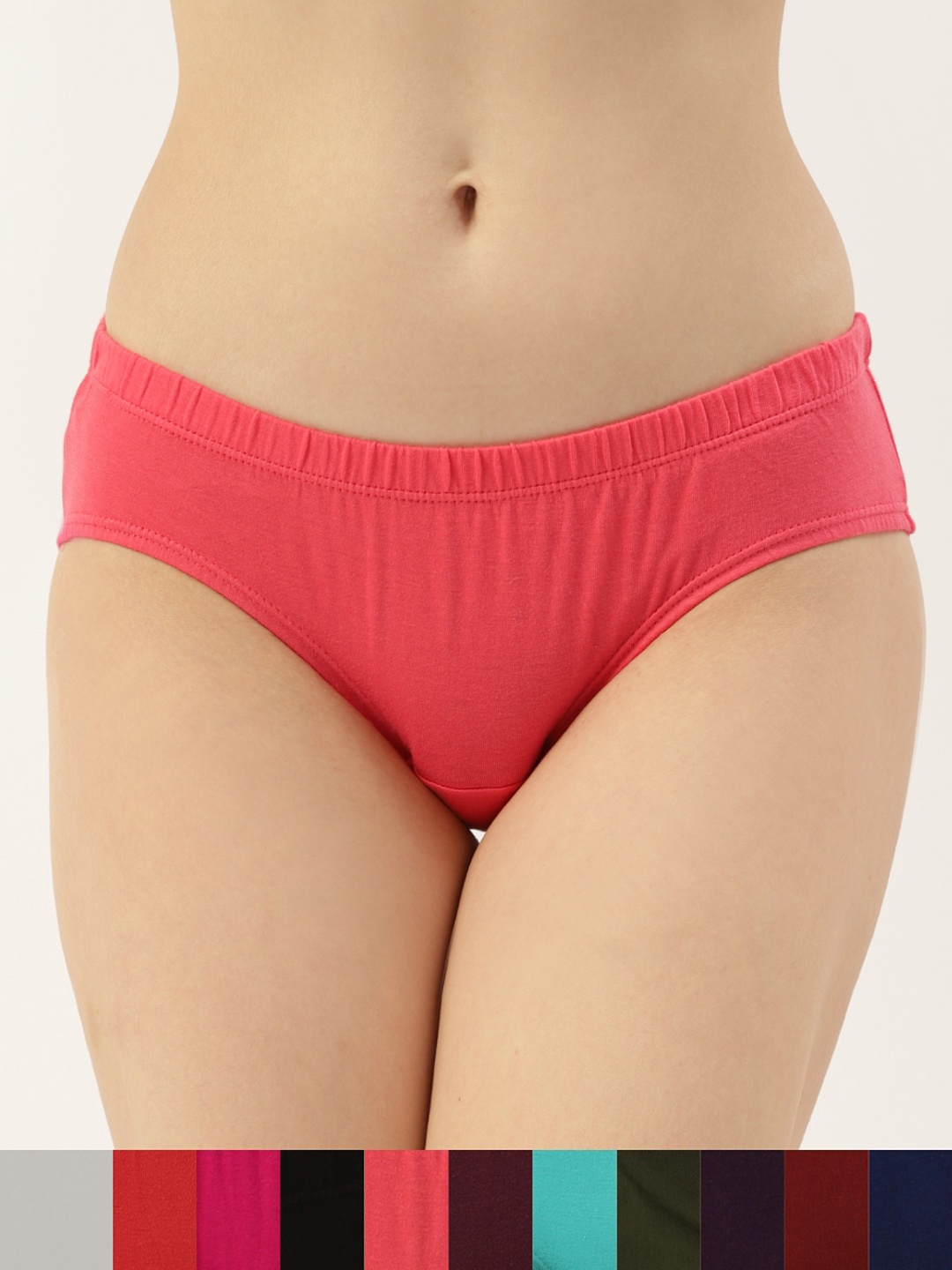 

AMOSIO Women Pack of 10 Cotton Solid Mid-Rise Hipster Briefs DP-100-DC-10, Black