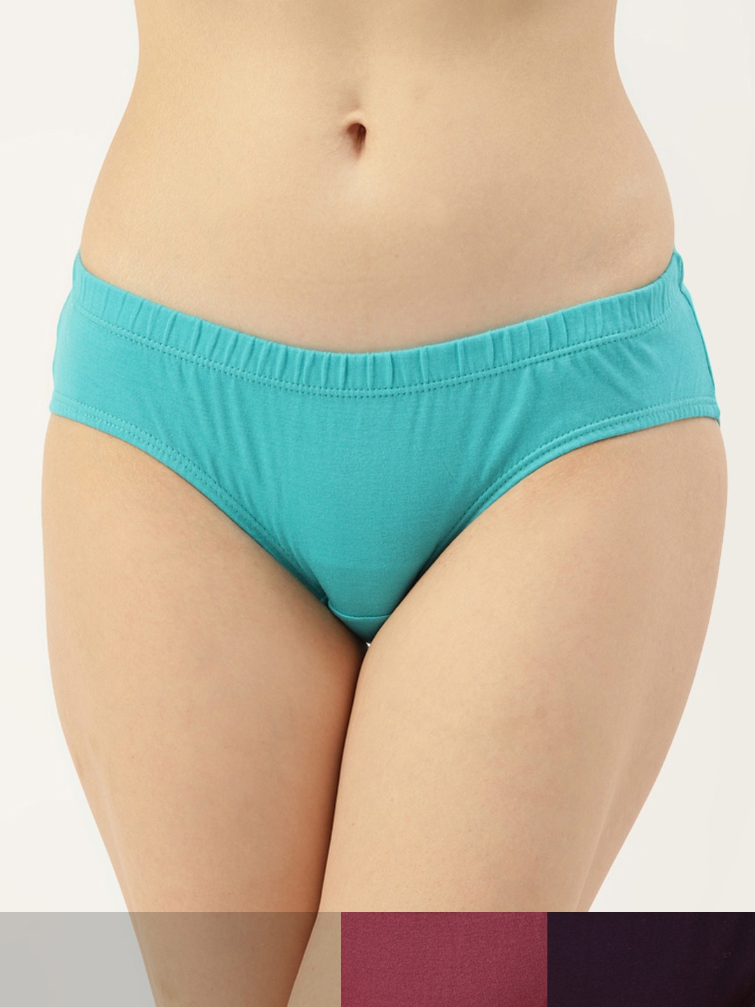 

AMOSIO Women Pack of 3 Cotton Solid Mid-Rise Hipster Briefs HP-9027-3, Blue