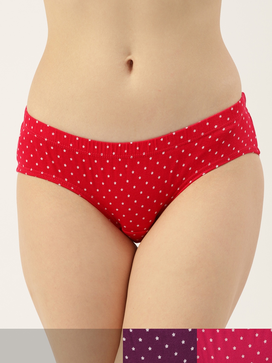 

AMOSIO Women Pack of 3 Cotton Polka Dots Print Mid-Rise Hipster Briefs HP-9019-3, Magenta