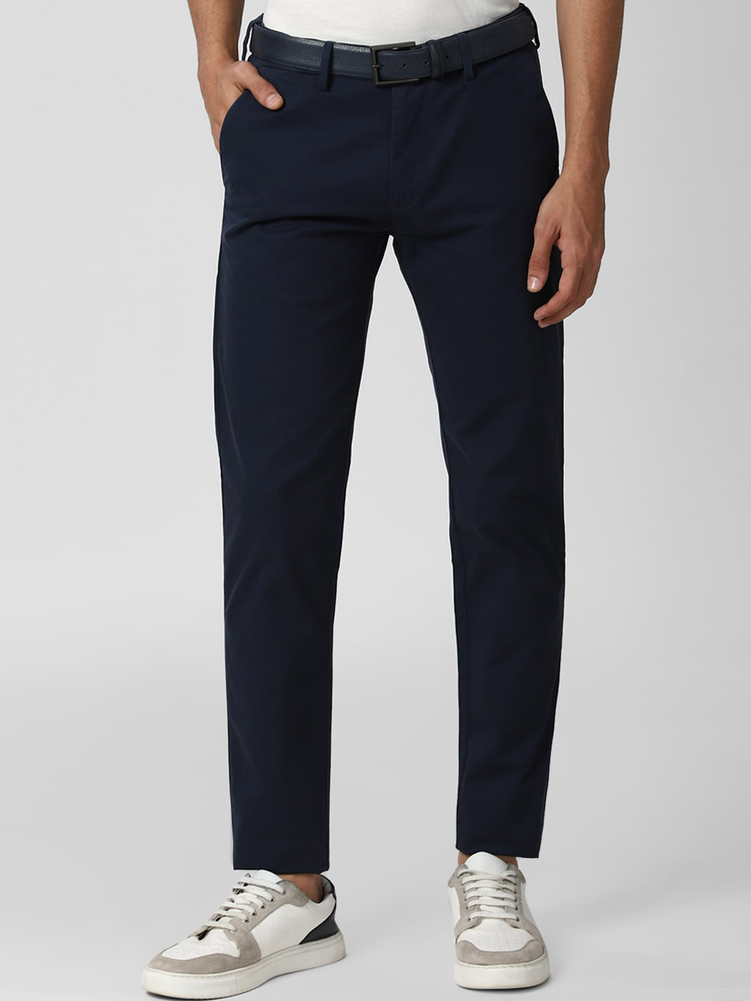 

Peter England Casuals Men Navy Blue Slim Fit Trousers