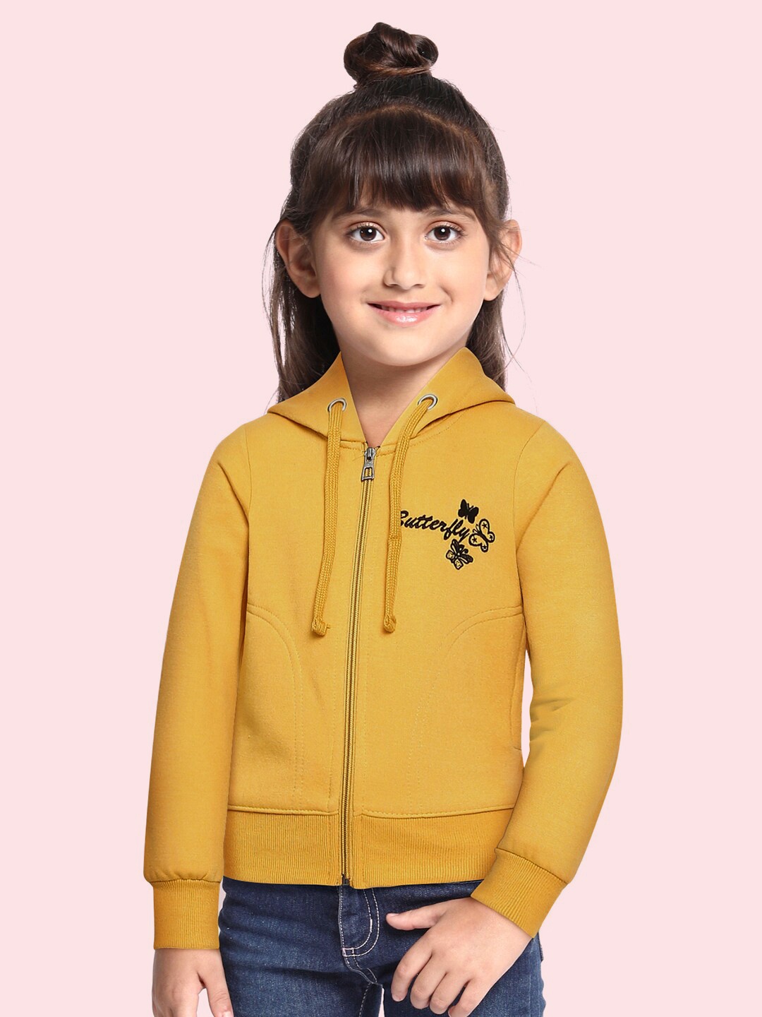 

ADBUCKS Girls Mustard Hooded Sweatshirt