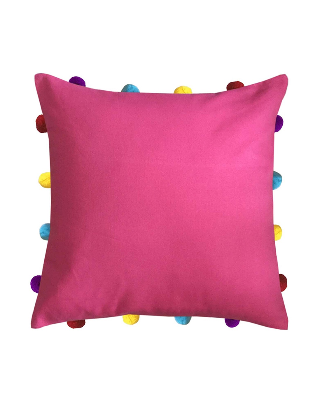 

Lushomes Pink & Blue Pom Pom Detail Cotton Square Cushion Covers