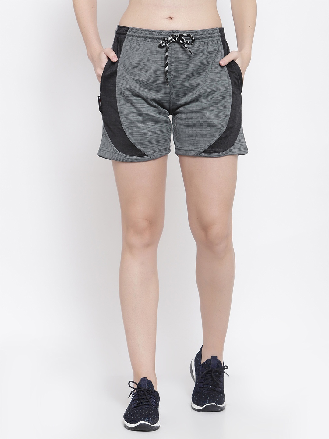 

KLOTTHE Women Grey Training or Gym Sports Shorts