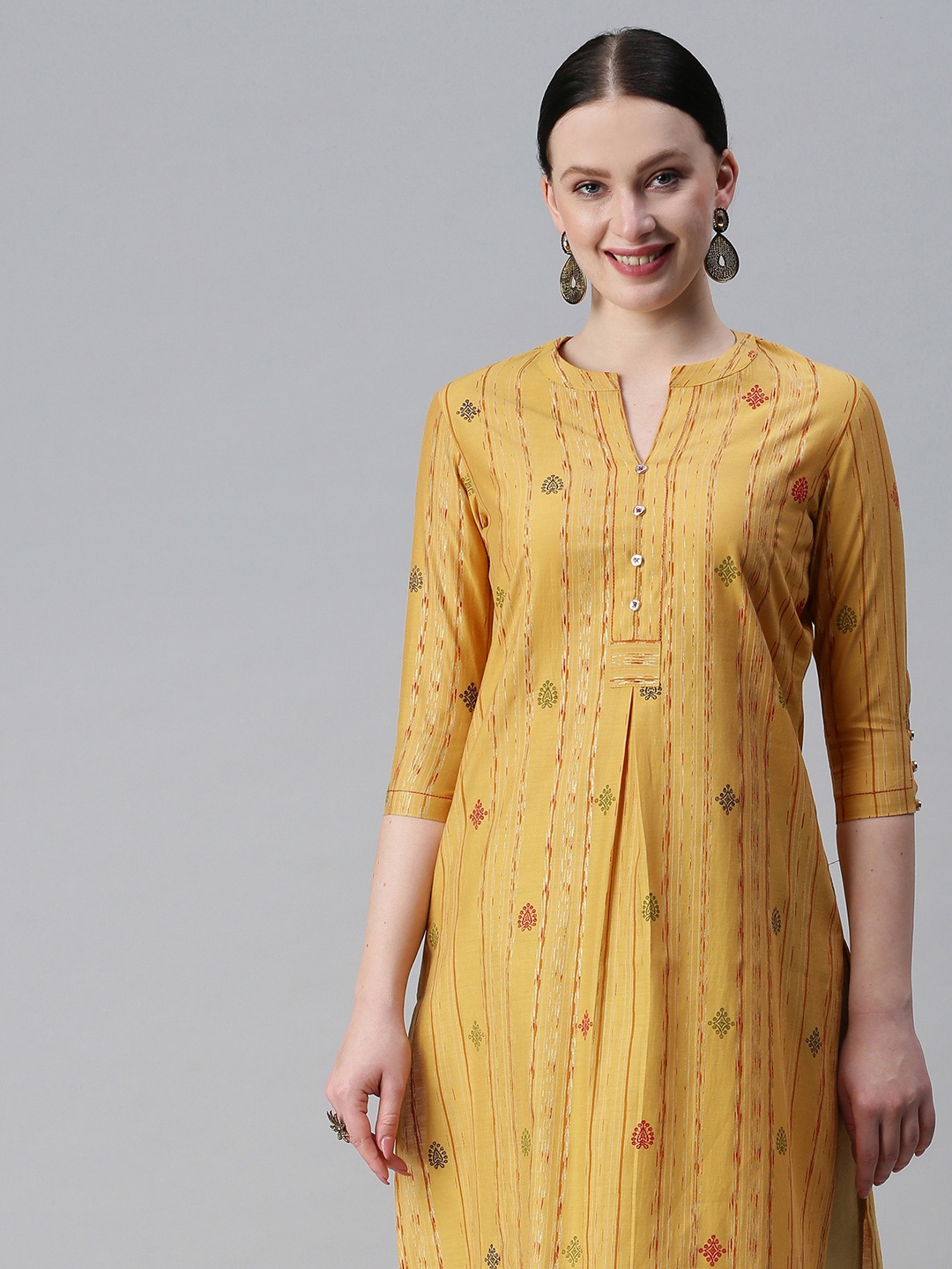 

ETIQUETTE Women Mustard Yellow Ethnic Motifs Printed Kurta