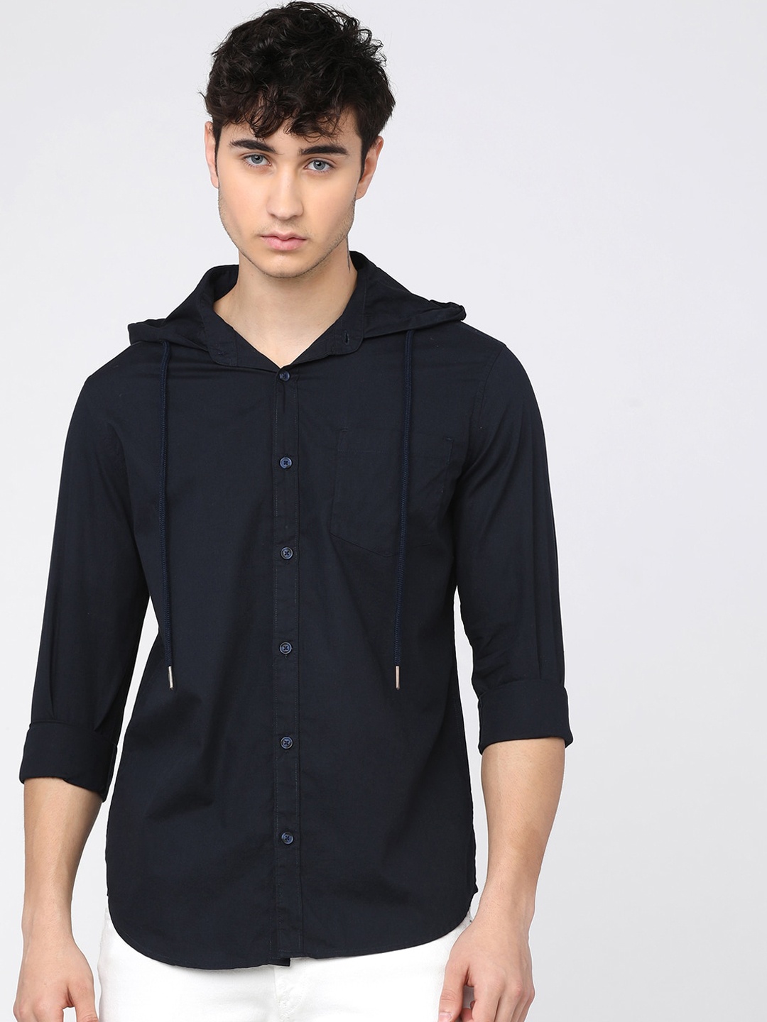 

HIGHLANDER Men Navy Blue Slim Fit Opaque Casual Shirt