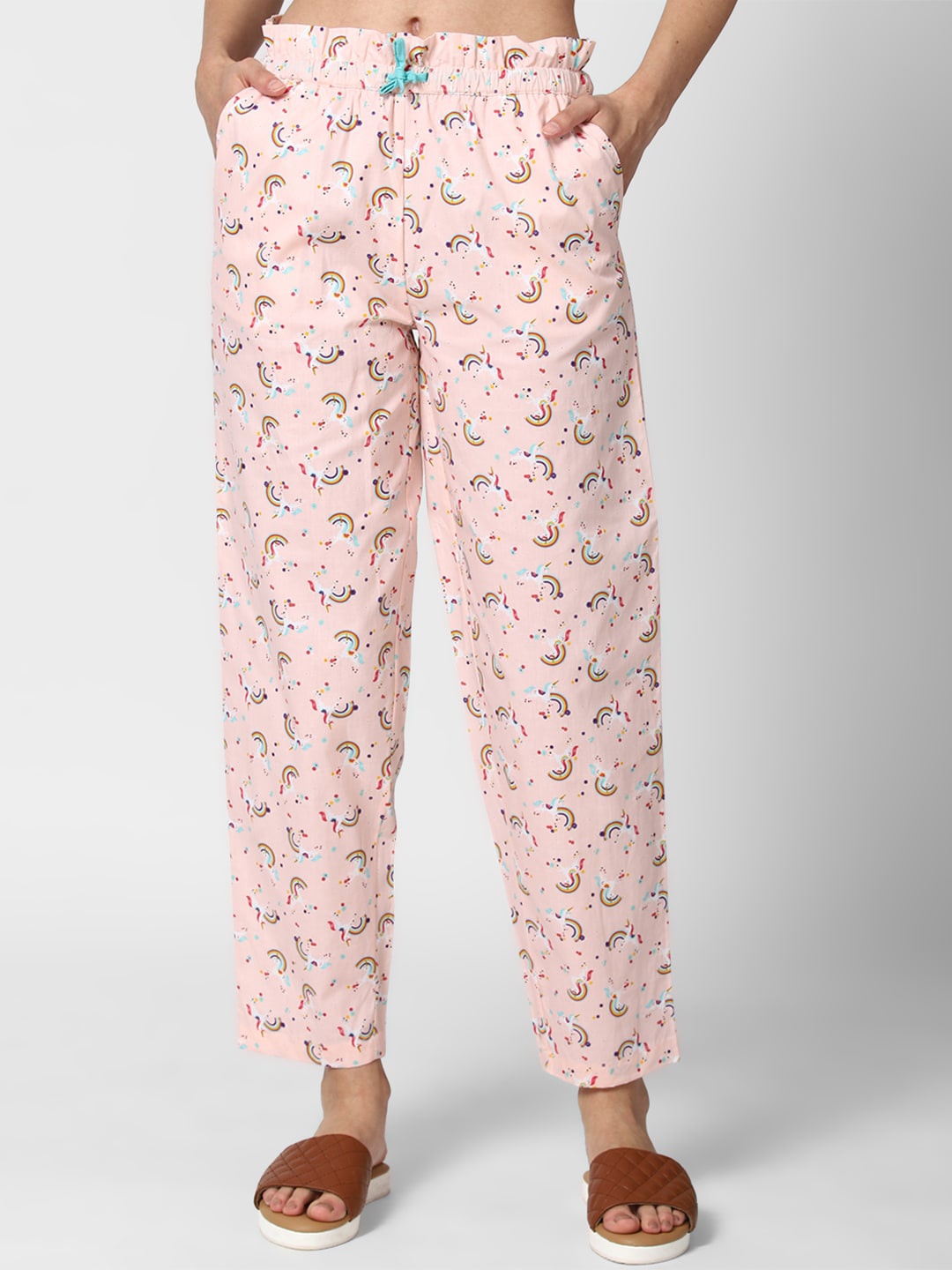 

FOREVER 21 Women Pink Floral Printed Parallel Trousers