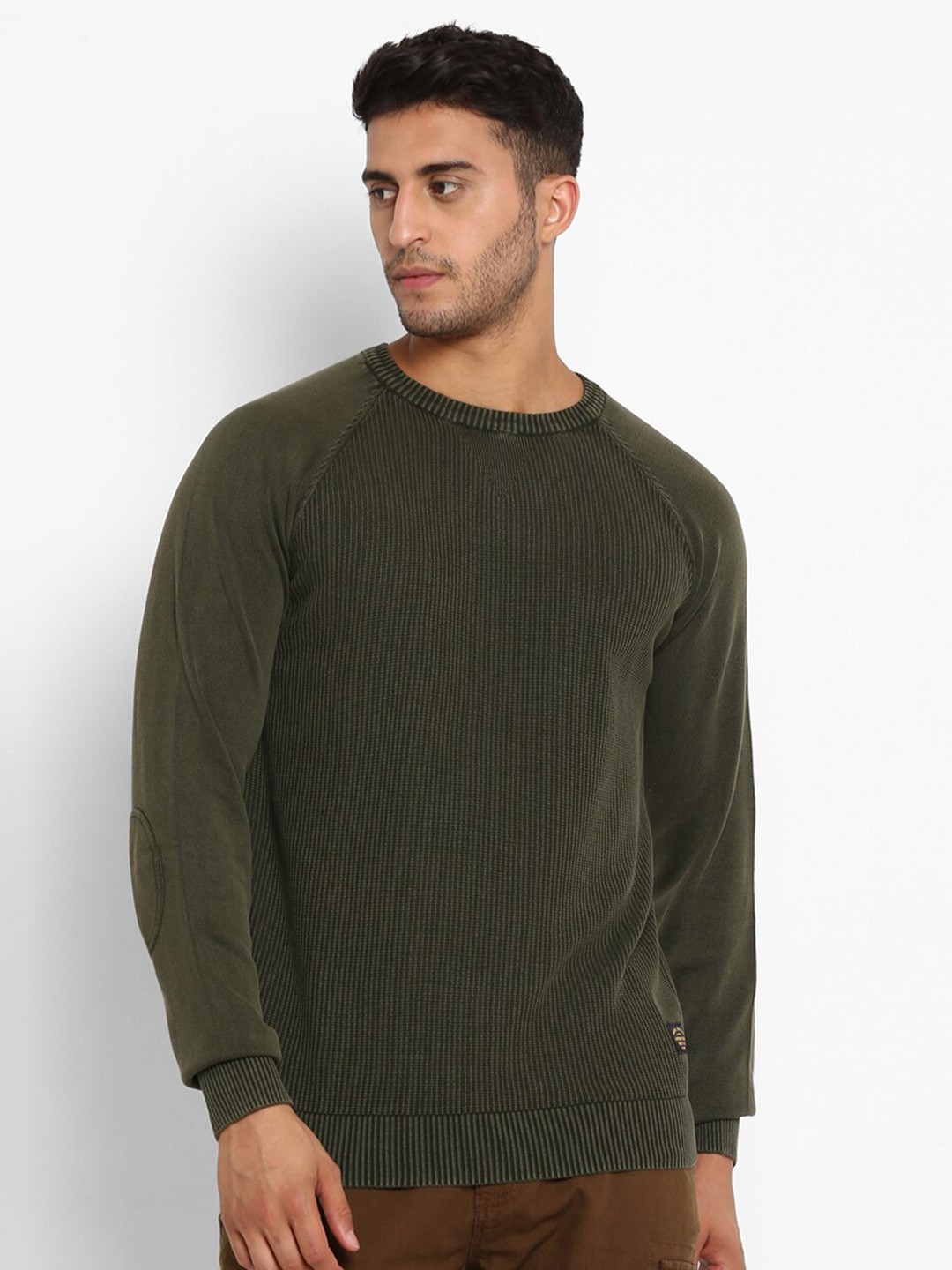 

Royal Enfield Men Green Ribbed Pullover