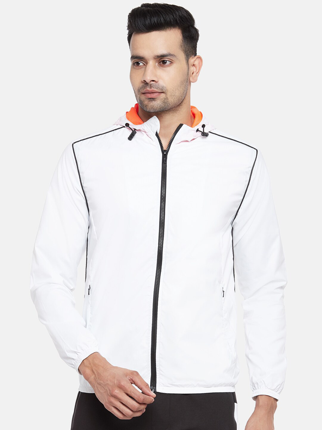 

Ajile by Pantaloons Men White Sporty Jacket with Embroidered