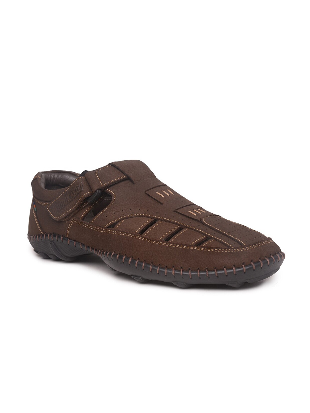 

Buckaroo Men Brown Genuine Leather Perforated Shoe-Style Sandals