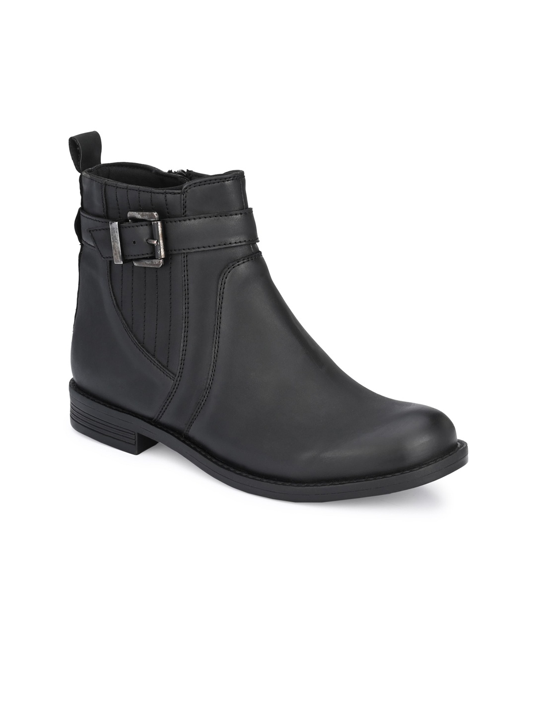 

Delize Black Party Block Heeled Boots with Buckles