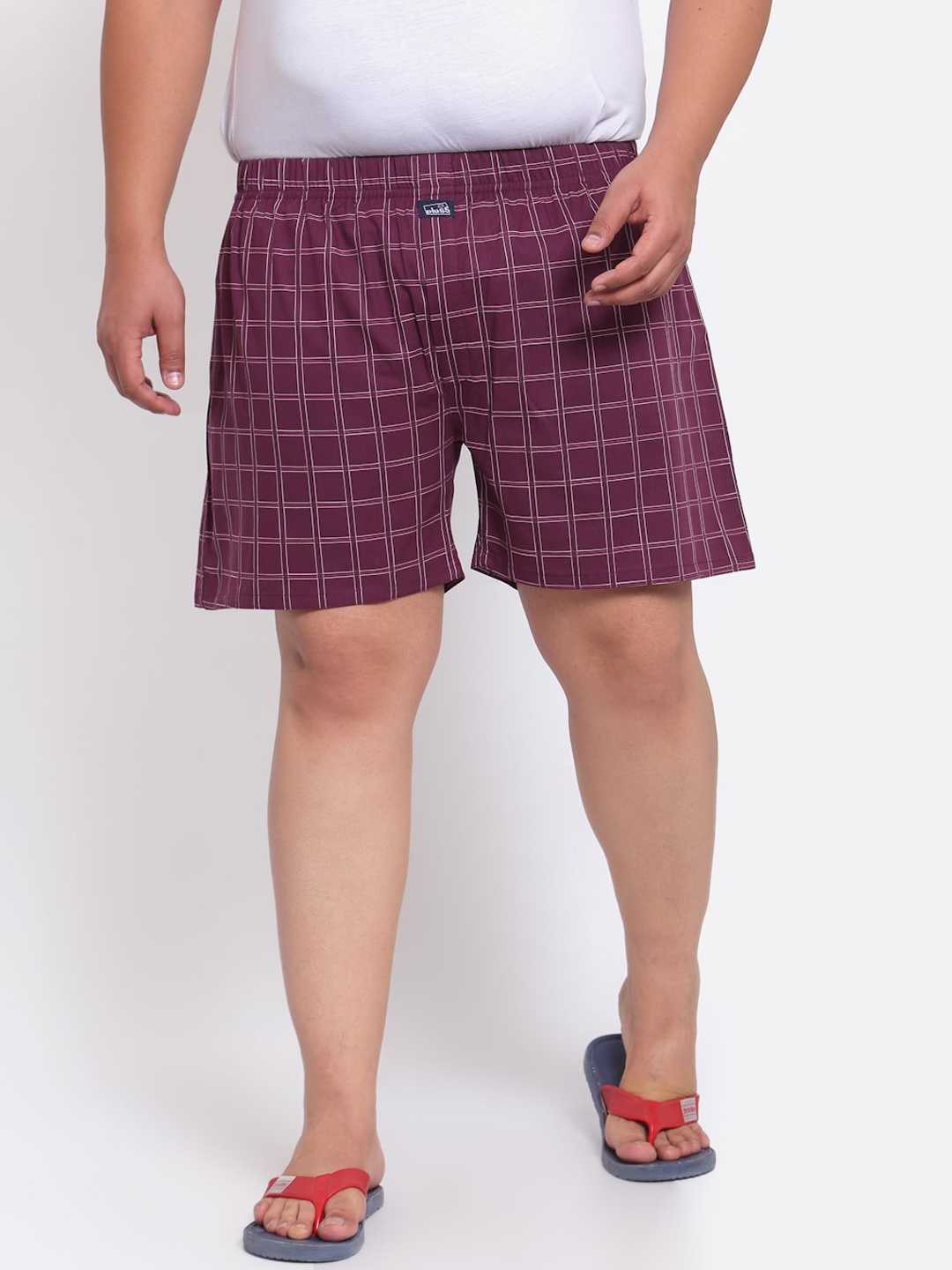 

plusS Men Maroon & White Checked Pure Cotton Knitted Boxer MBX208E-TOWNYPRT-XL