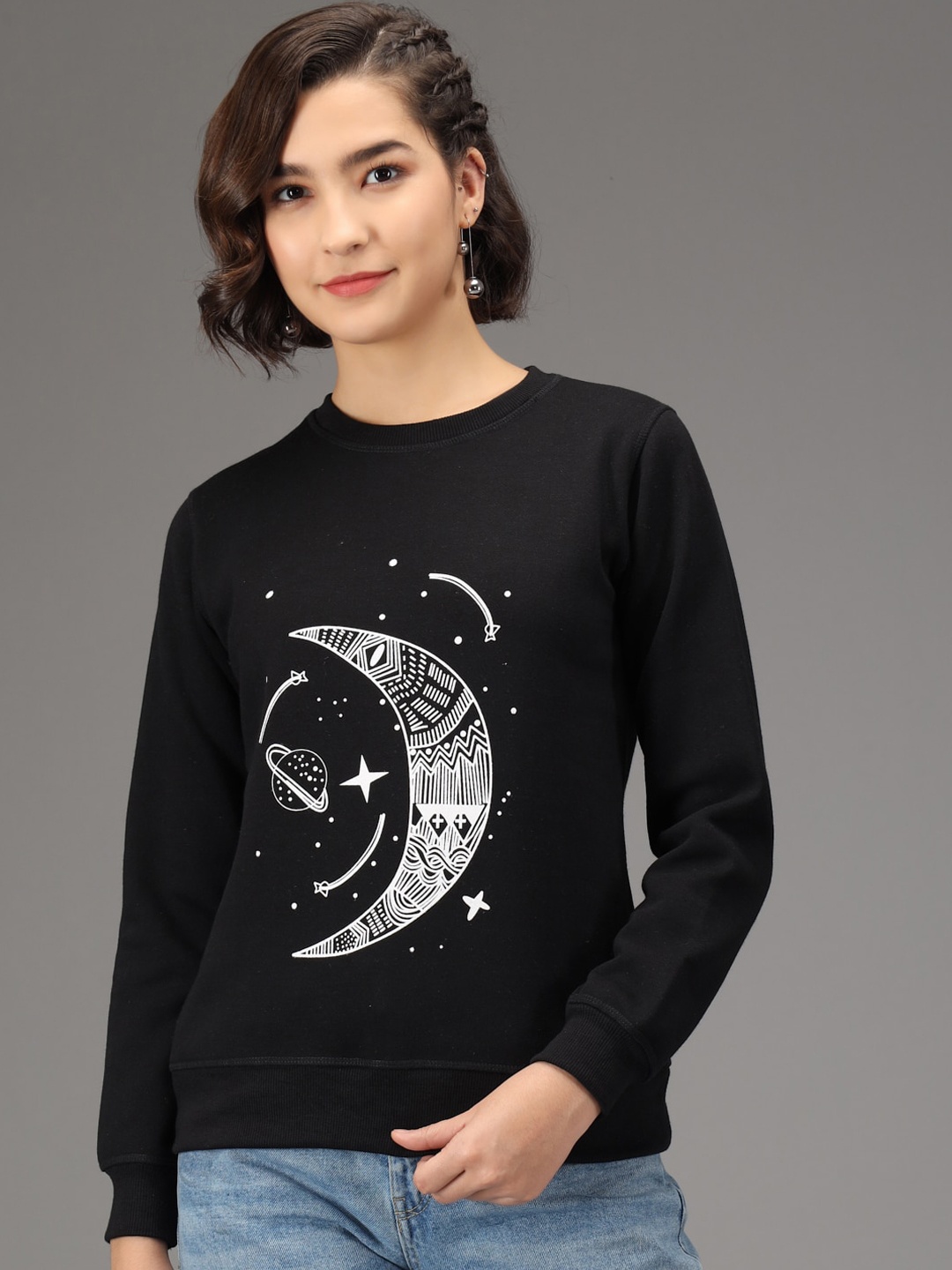 

Kotty Women Black Printed Sweatshirt