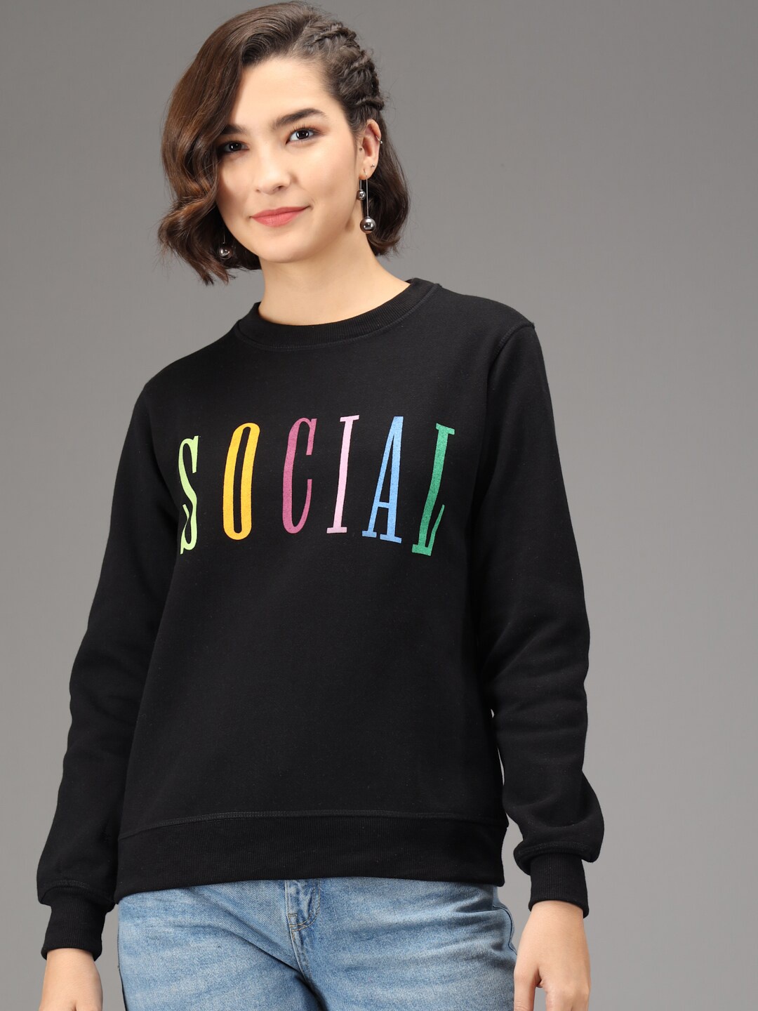 

Kotty Women Black Printed Sweatshirt