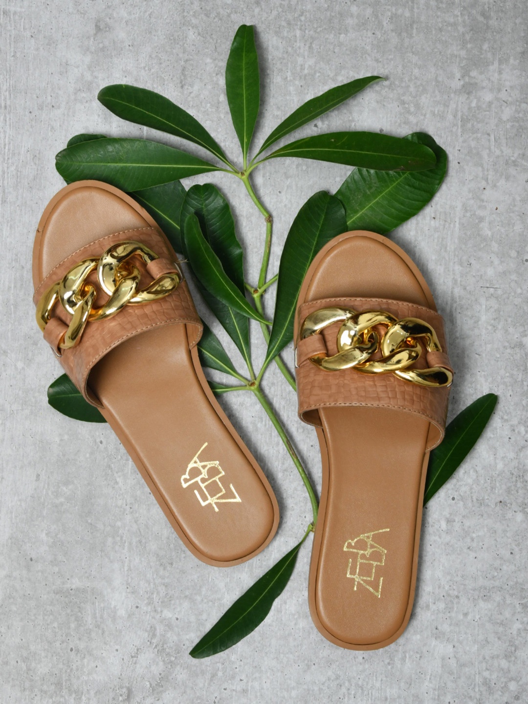 

Zebba Women Beige Embellished Open Toe Flats