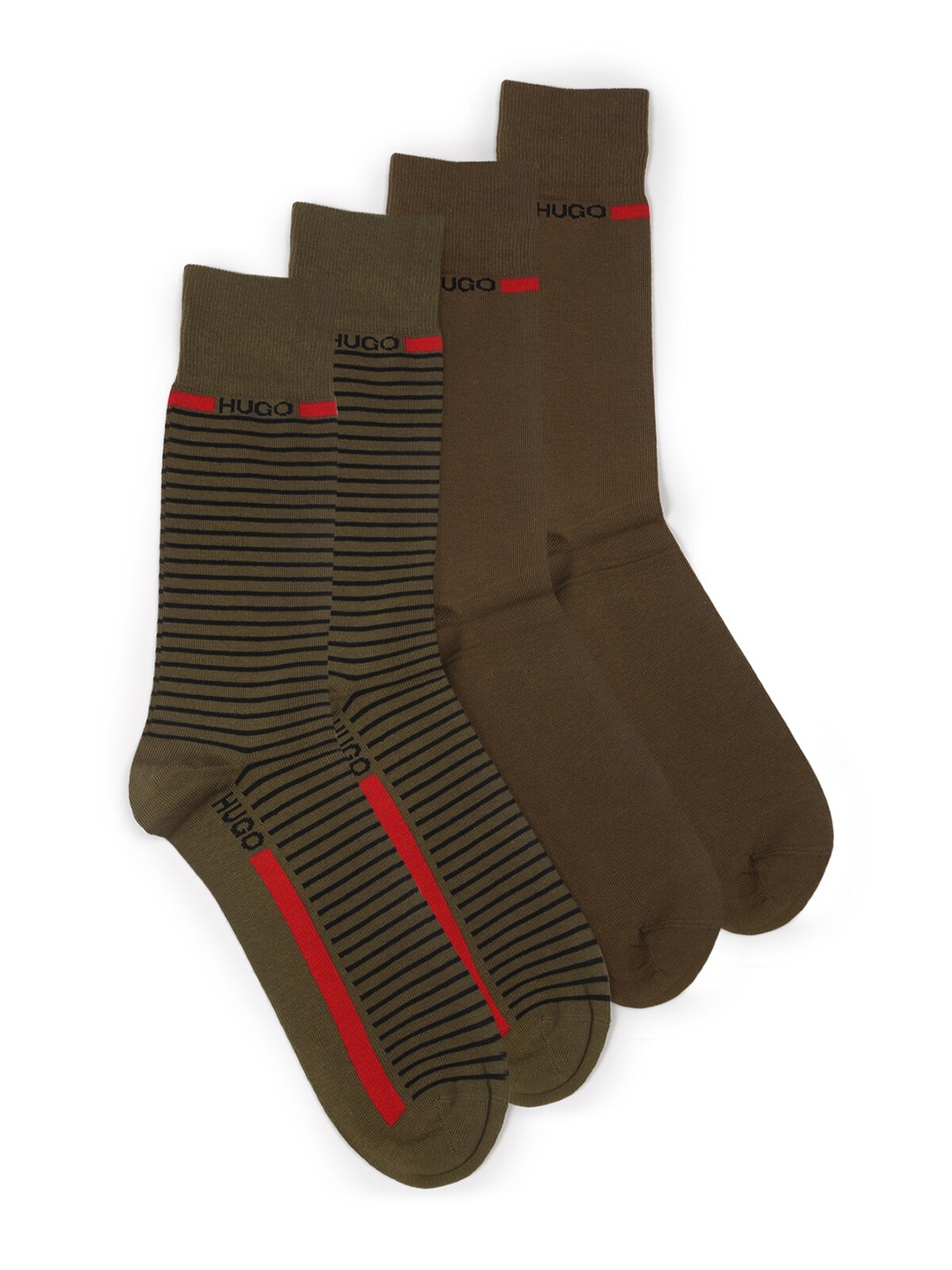 

HUGO Men Pack Of 2 Cotton Above Ankle-Length Socks, Olive