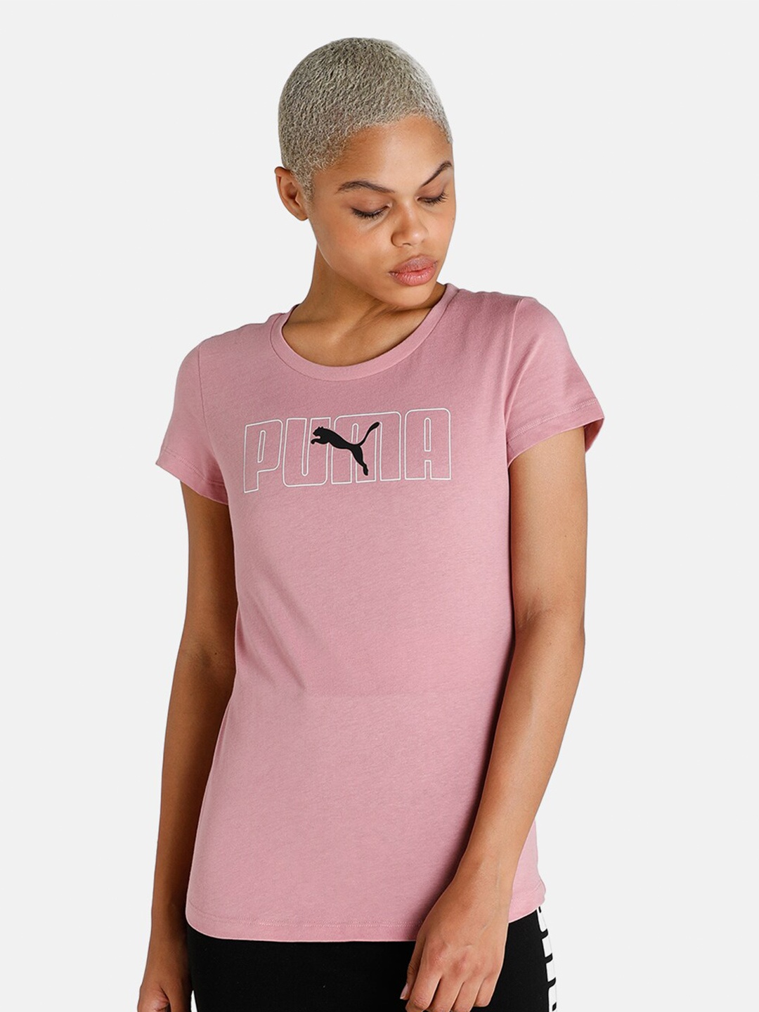 

Puma Women Pink Brand Logo Printed T-shirt