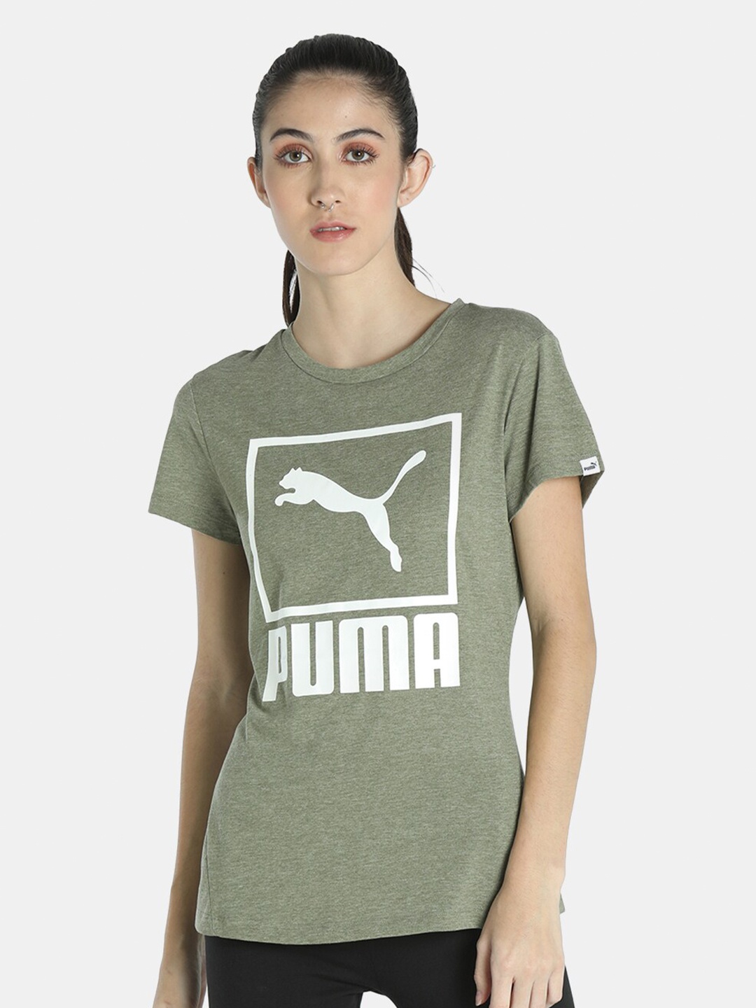 

Puma Women Green & White Brand Logo Printed T-shirt