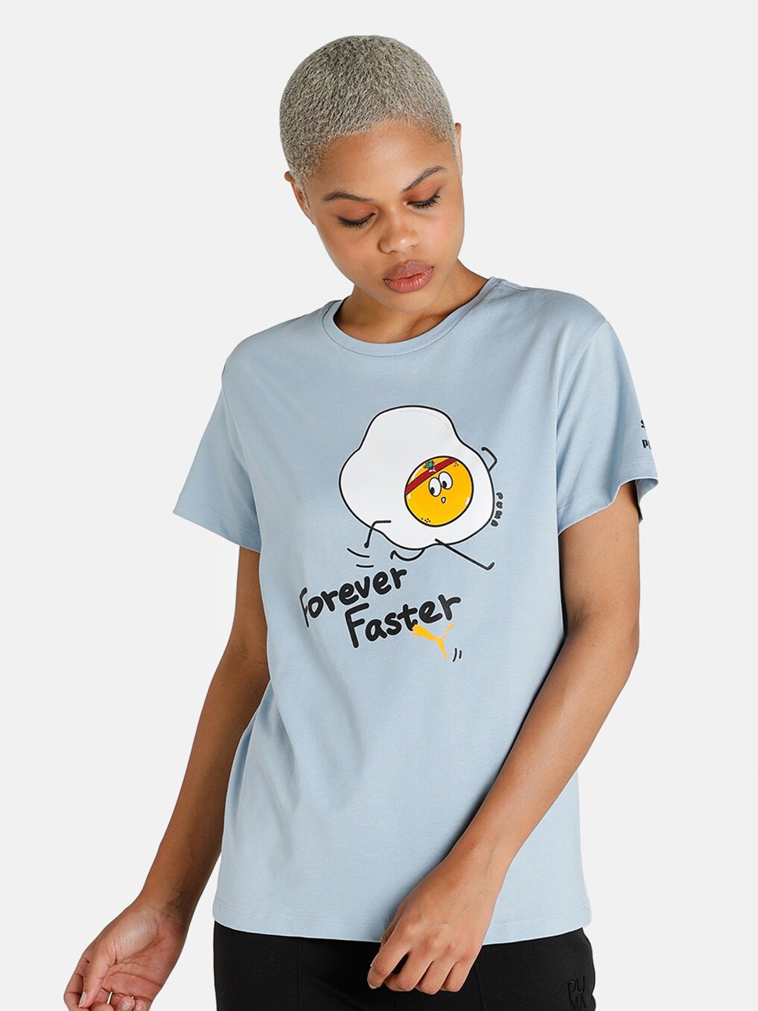 

Puma Women Blue Printed Graphic T-shirt