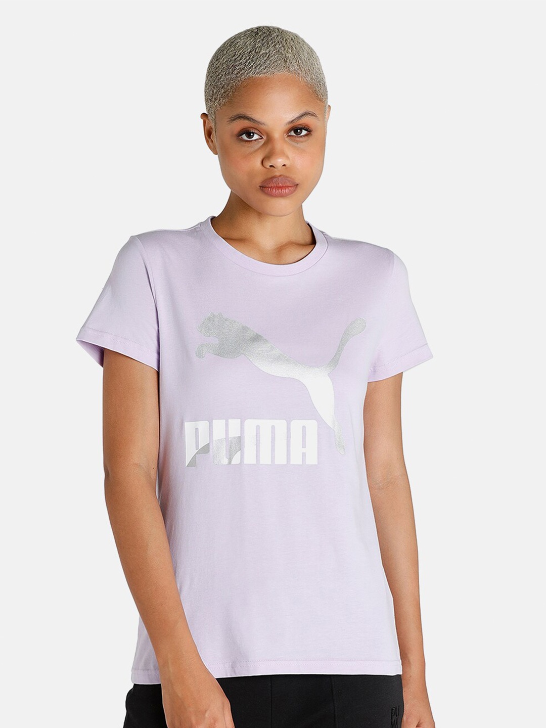 

Puma Women Purple Brand Logo Printed T-shirt