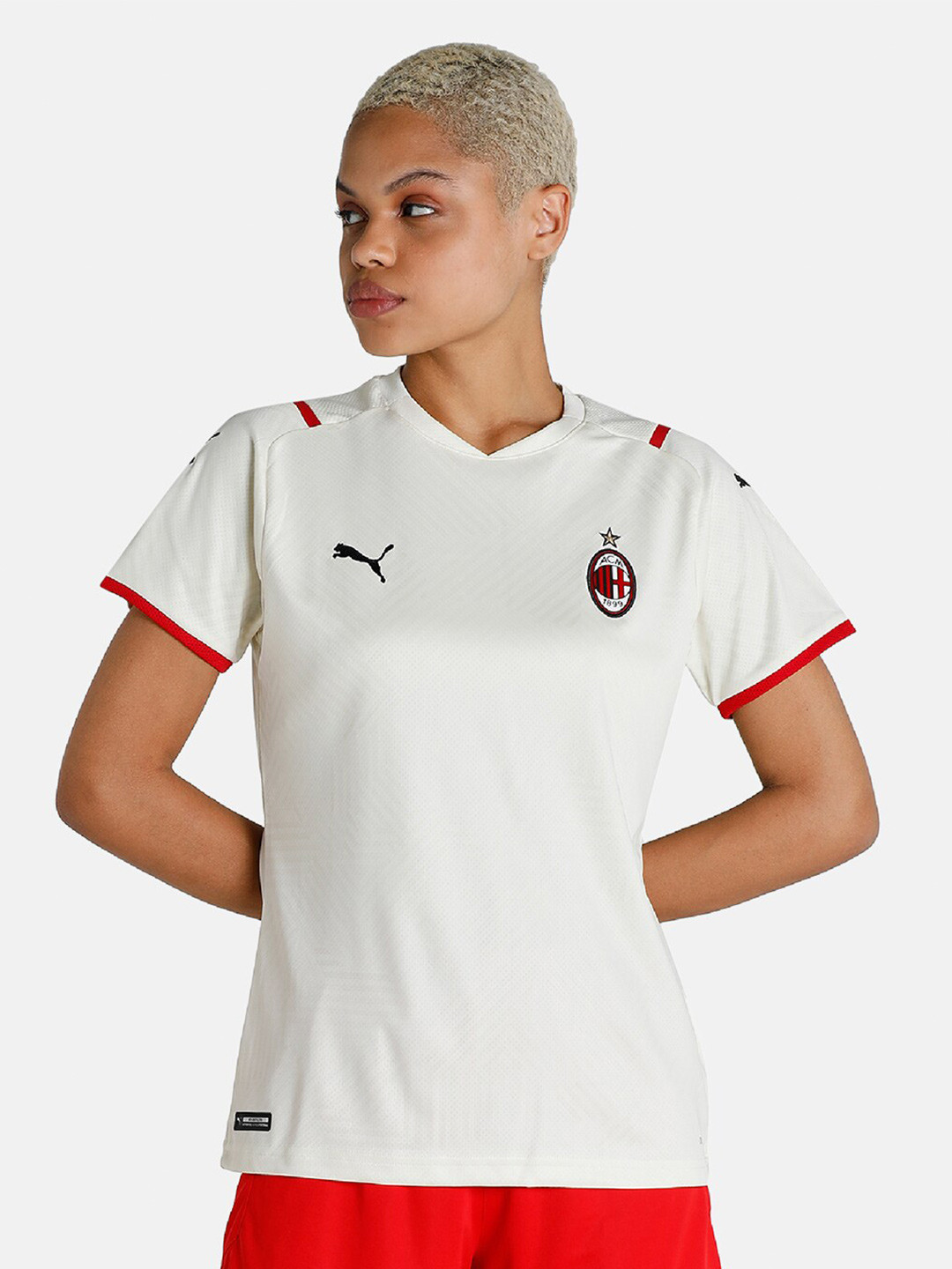 

Puma Women Off White Brand Logo Printed T-shirt