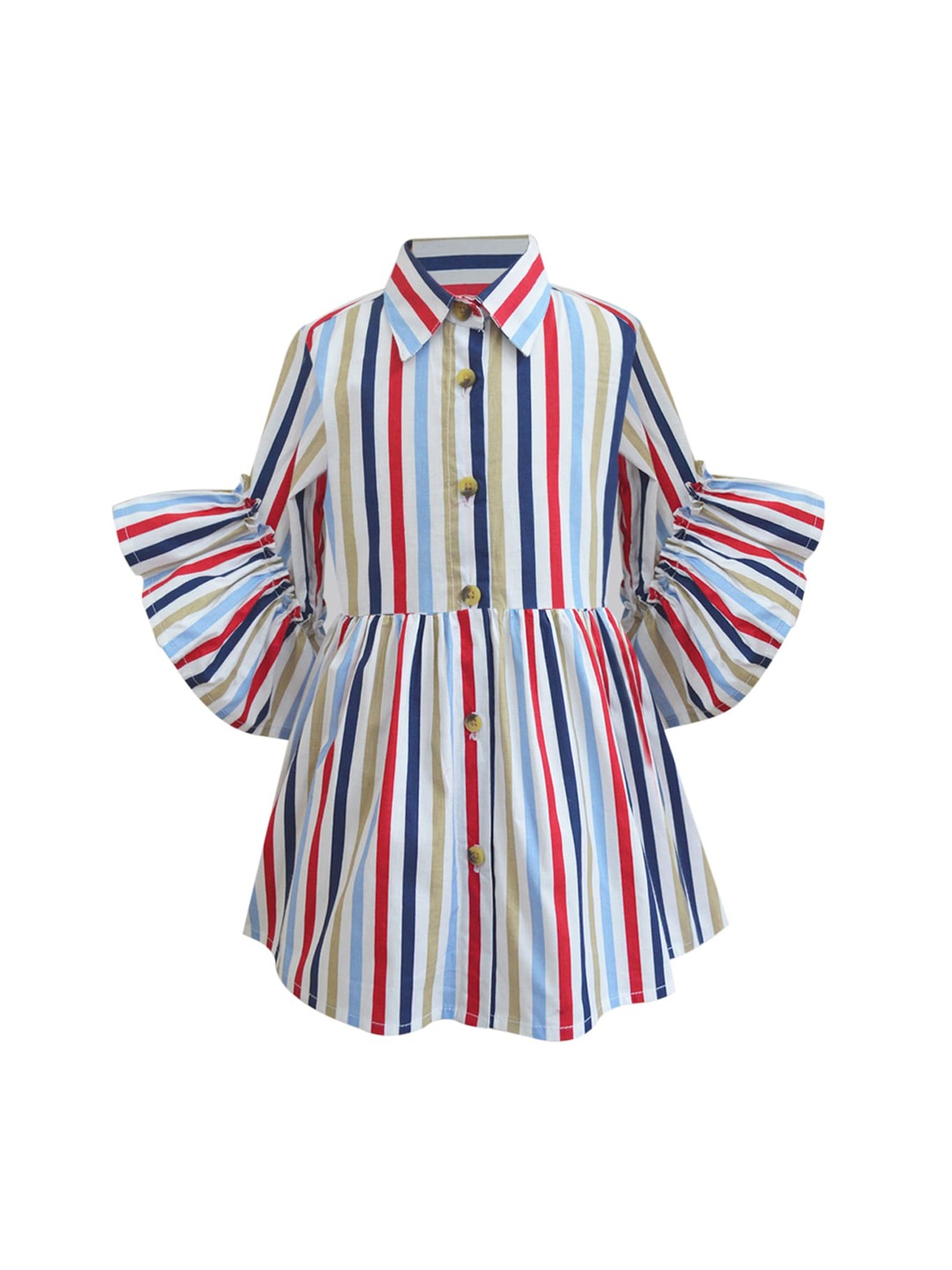 

A T U N Multicoloured Striped Cotton Shirt Dress, Multi