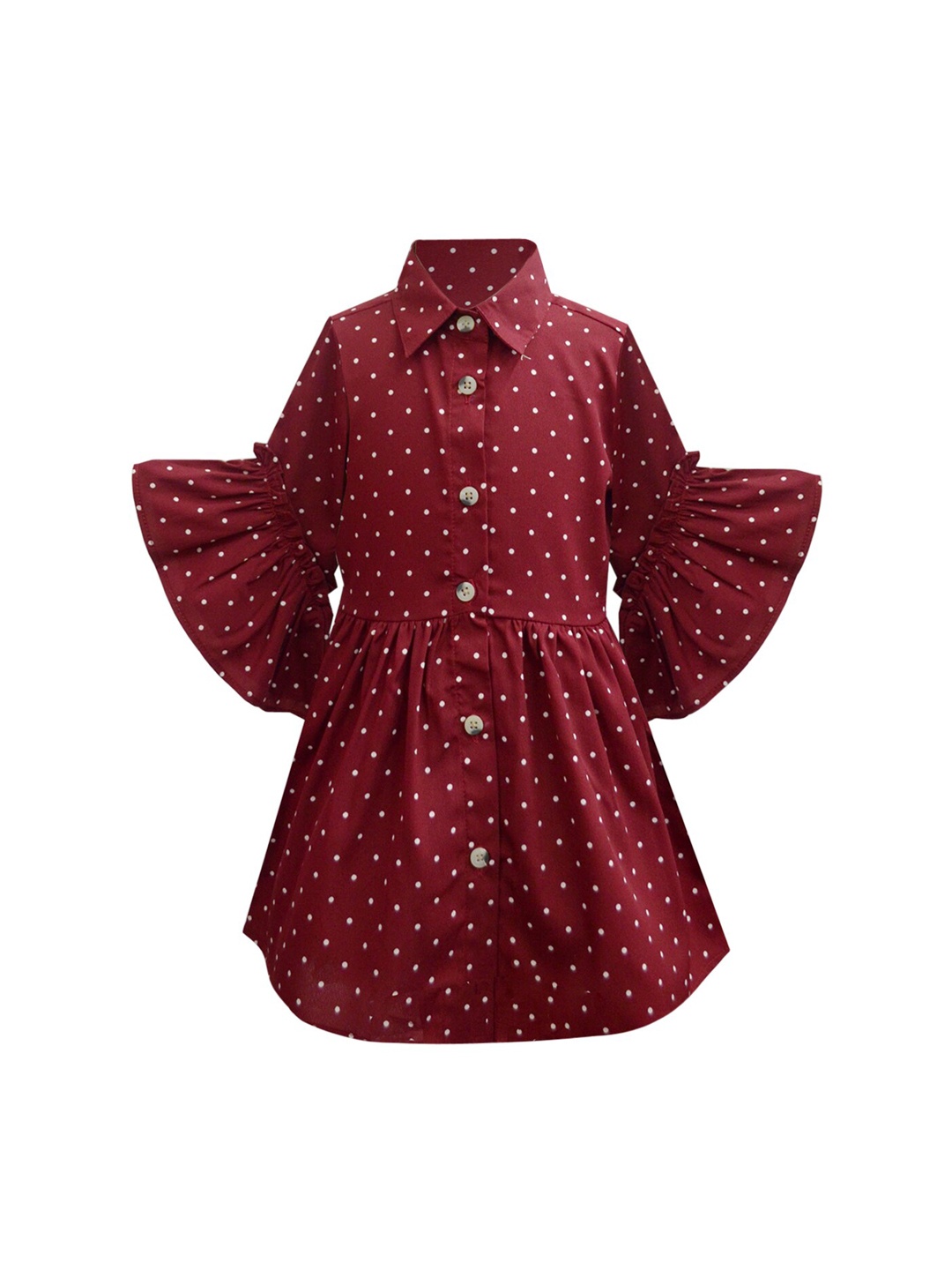 

A T U N Girls Printed Shirt Dress, Maroon