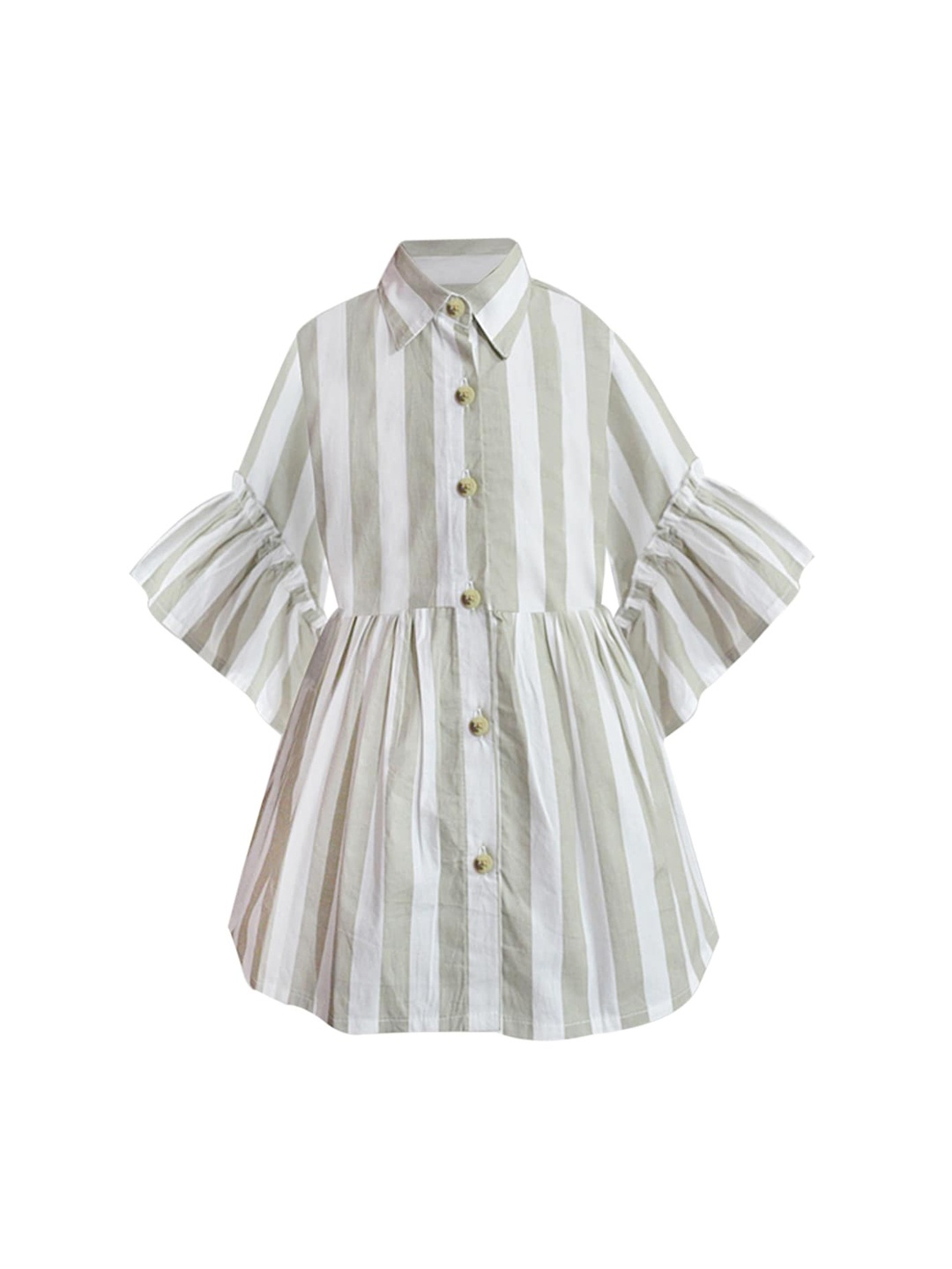 

A T U N Grey Cotton Striped Dress