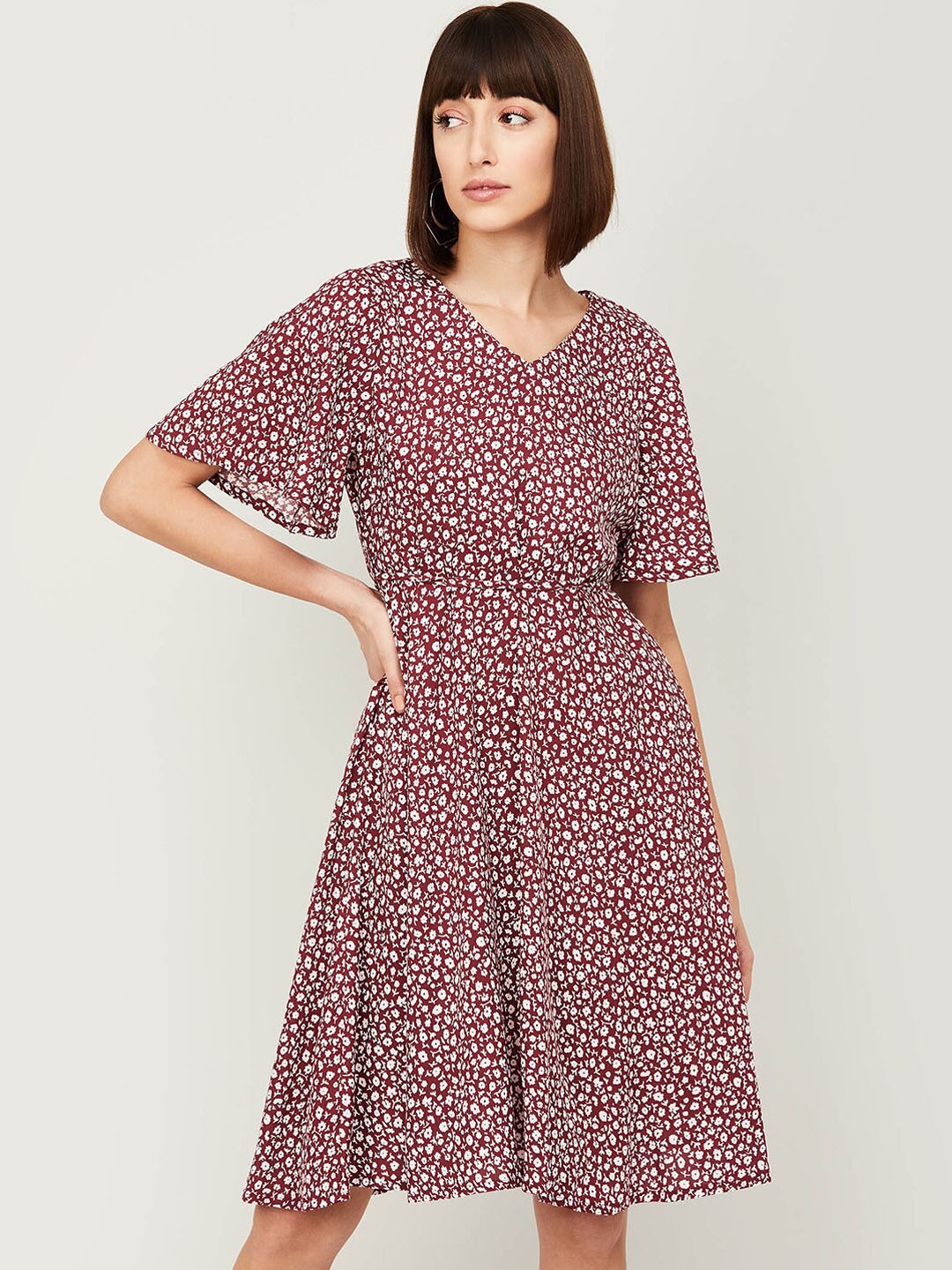 

Fame Forever by Lifestyle Women Red & White Floral Printed Dress