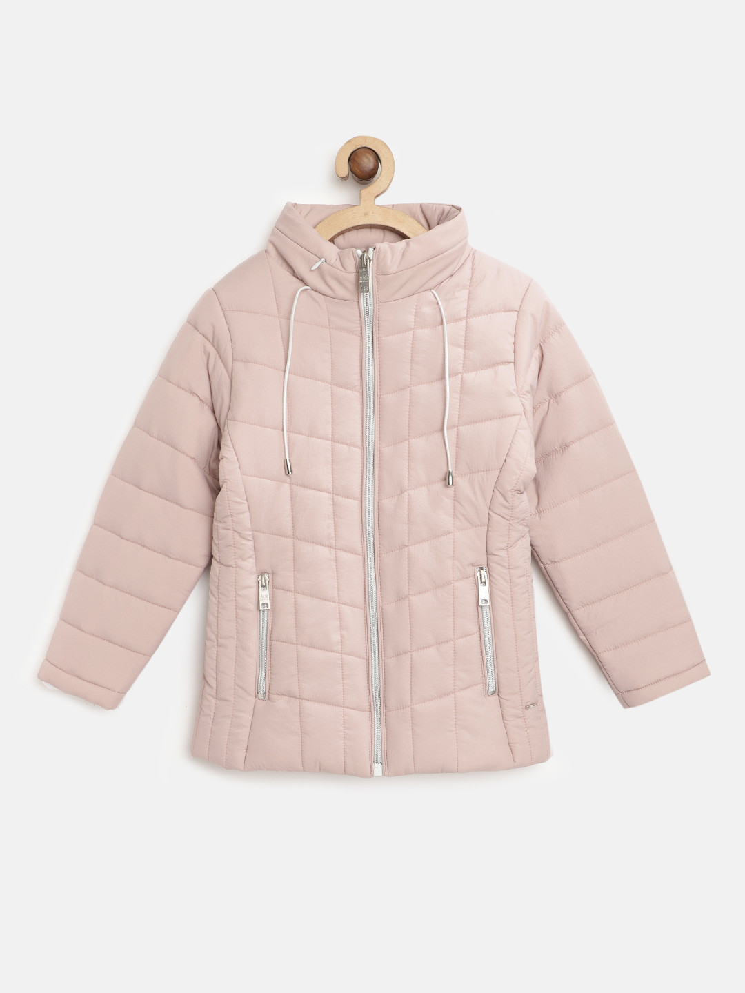 

Okane Girls Pink Solid Hooded Quilted Jacket