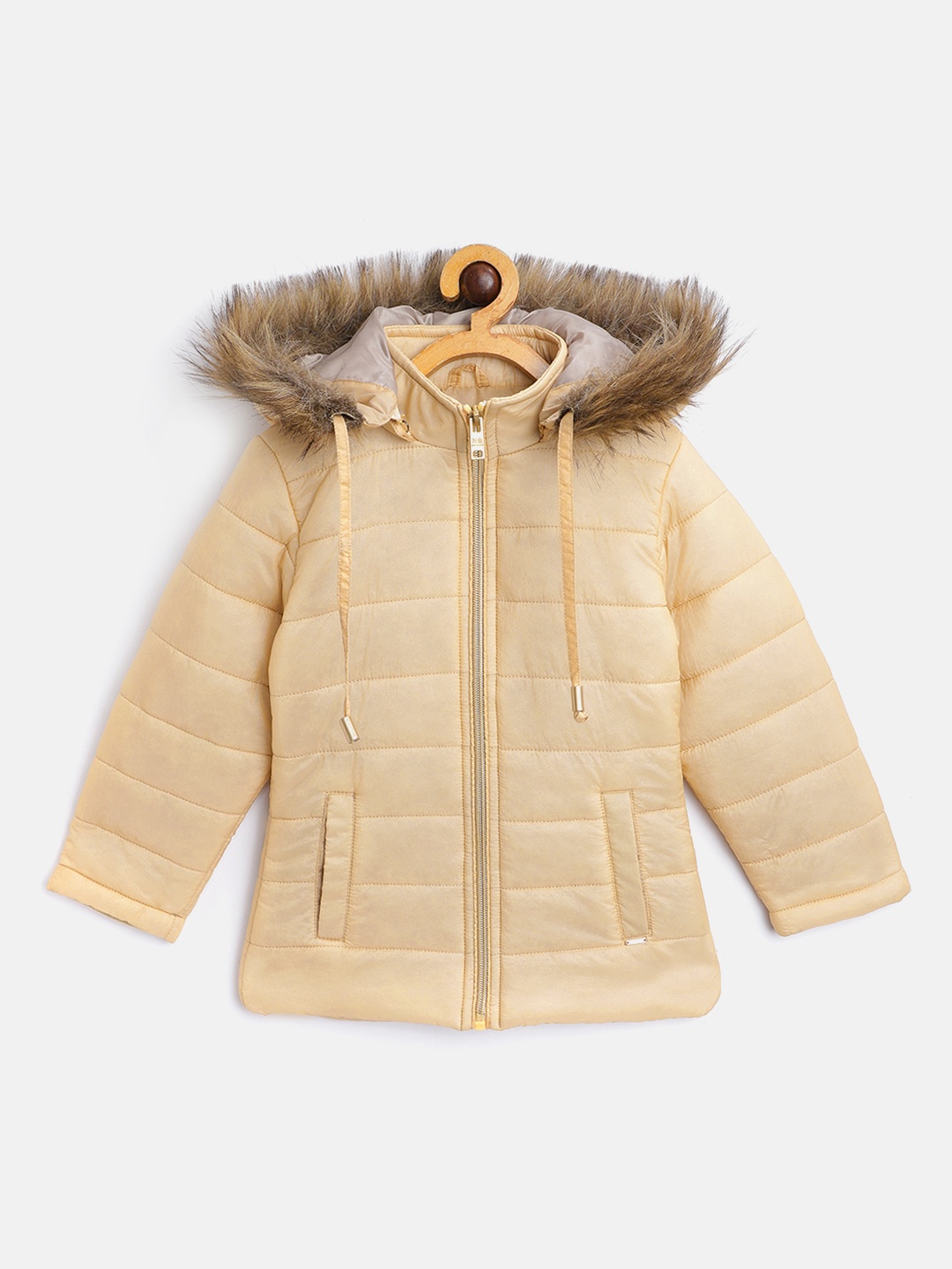 

Okane Girls Beige Shimmer Parka Jacket with Detachable Hood