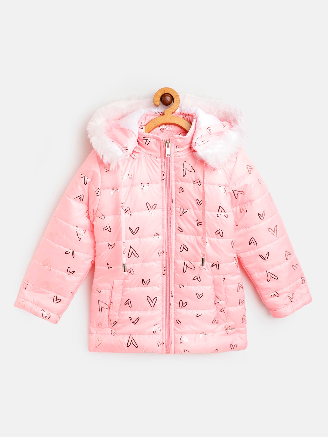 

Okane Girls Pink Heart Print Hooded Parka Jacket