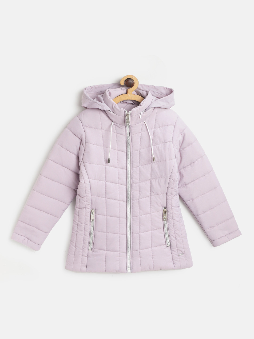 

Okane Girls Lavender Solid Hooded Quilted Jacket