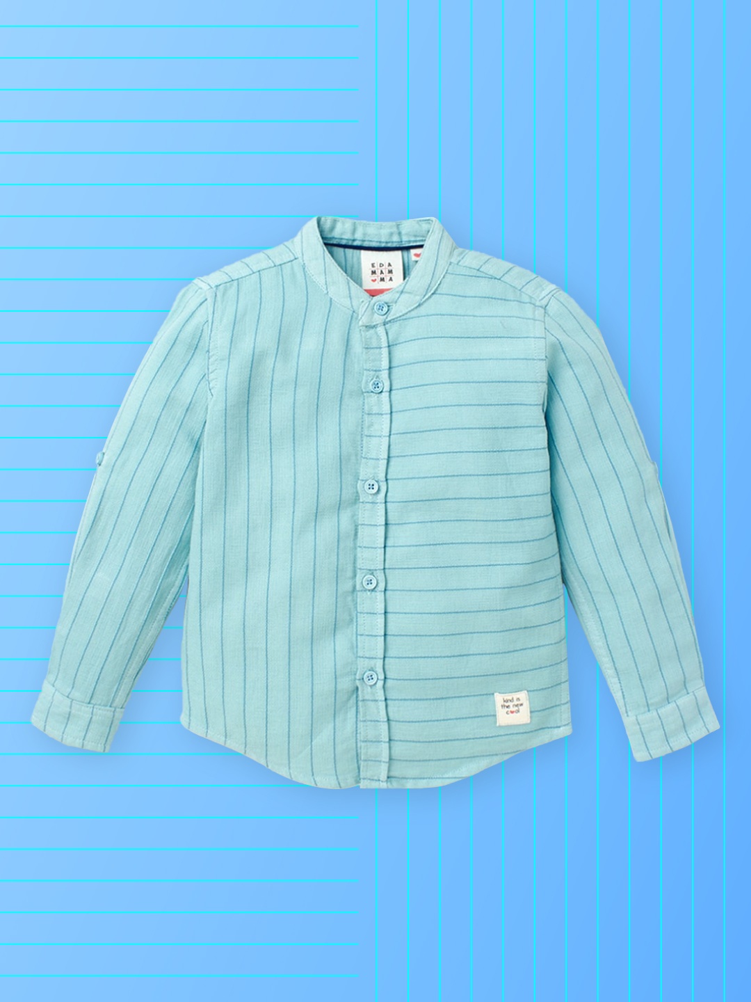

Ed-a-Mamma Boys Green Premium Striped Casual Shirt