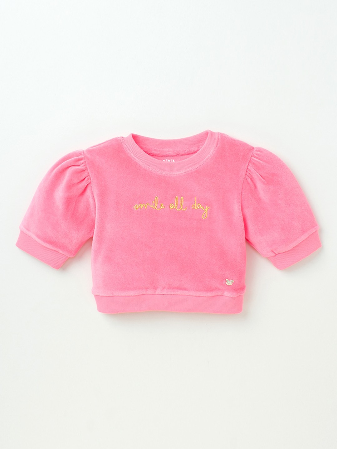 

Ed-a-Mamma Girls Pink & Yellow Embroidered Pure Cotton Sweatshirt