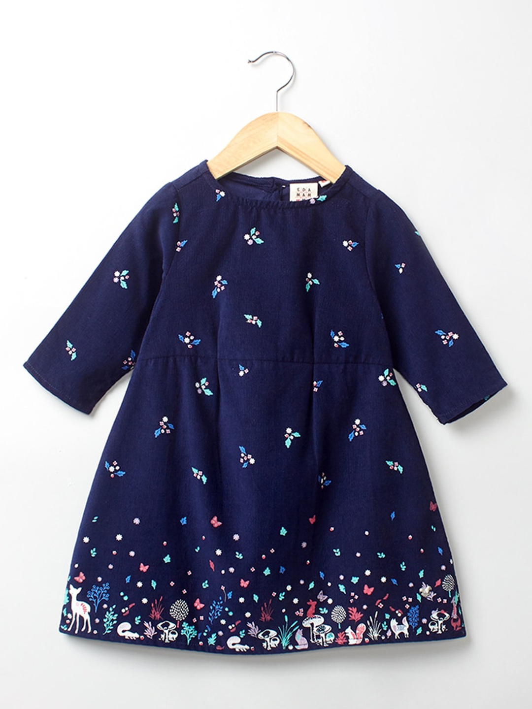 

Ed-a-Mamma Blue & Off White Corduroy Dress