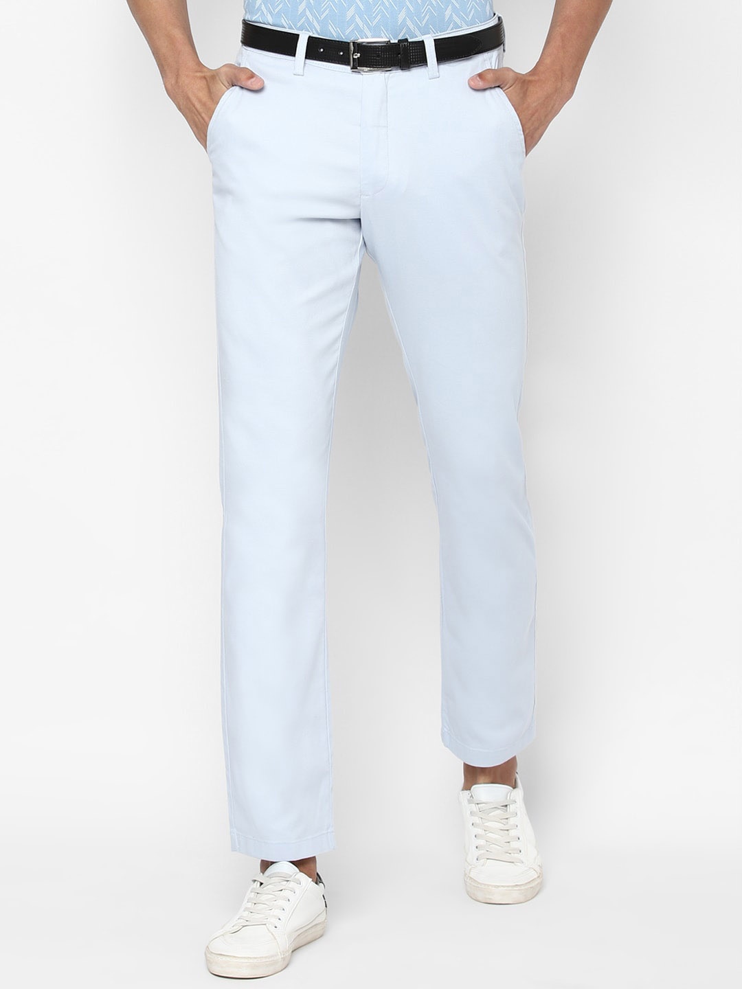 

Allen Solly Men Blue Solid Regular Trousers