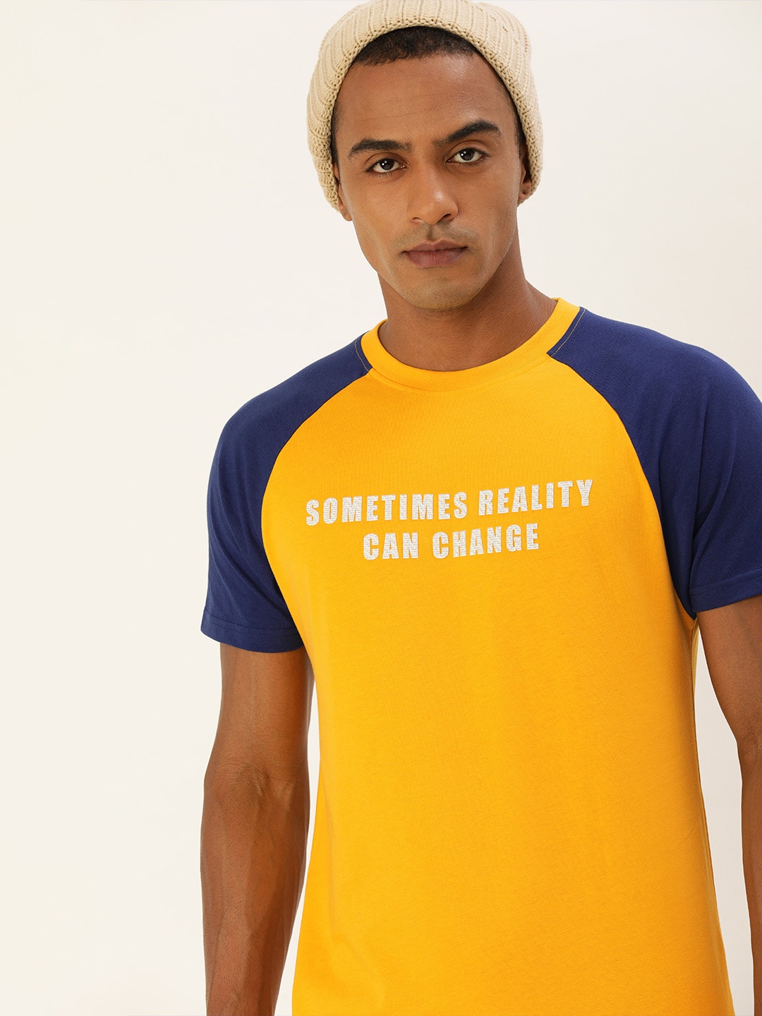 

FOREVER 21 Men Mustard Yellow Typography Printed T-shirt