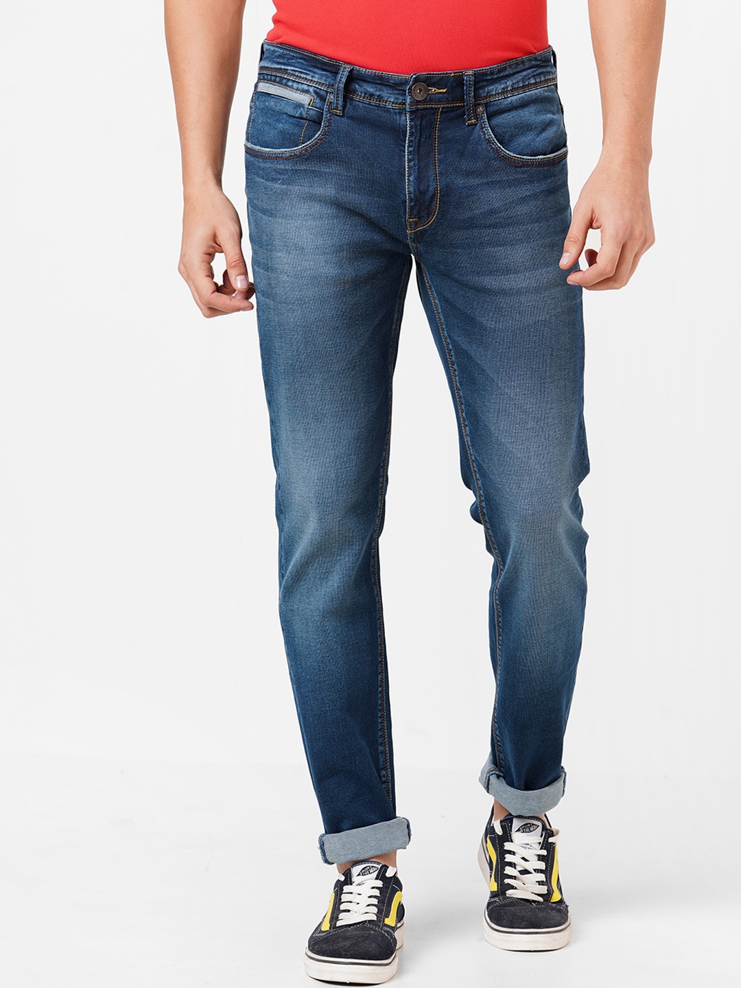 

Pepe Jeans Men Blue Tapered Fit Low-Rise Heavy Fade Stretchable Jeans