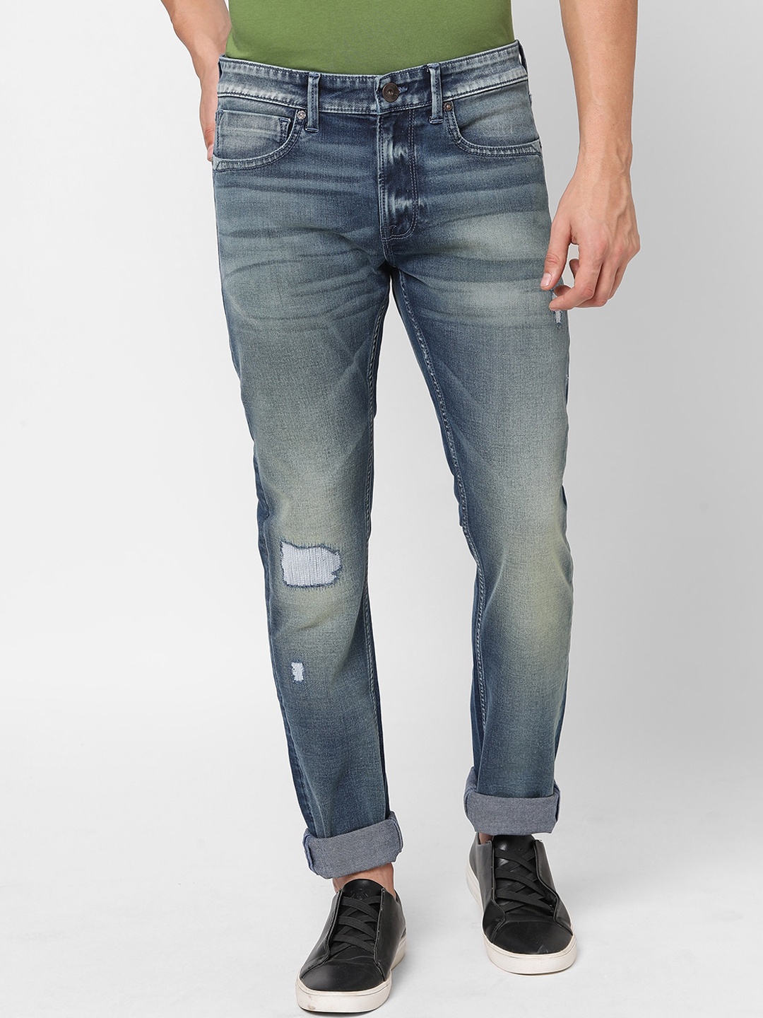 

Pepe Jeans Men Mildly Distressed Heavy Fade Stretchable Jeans, Blue