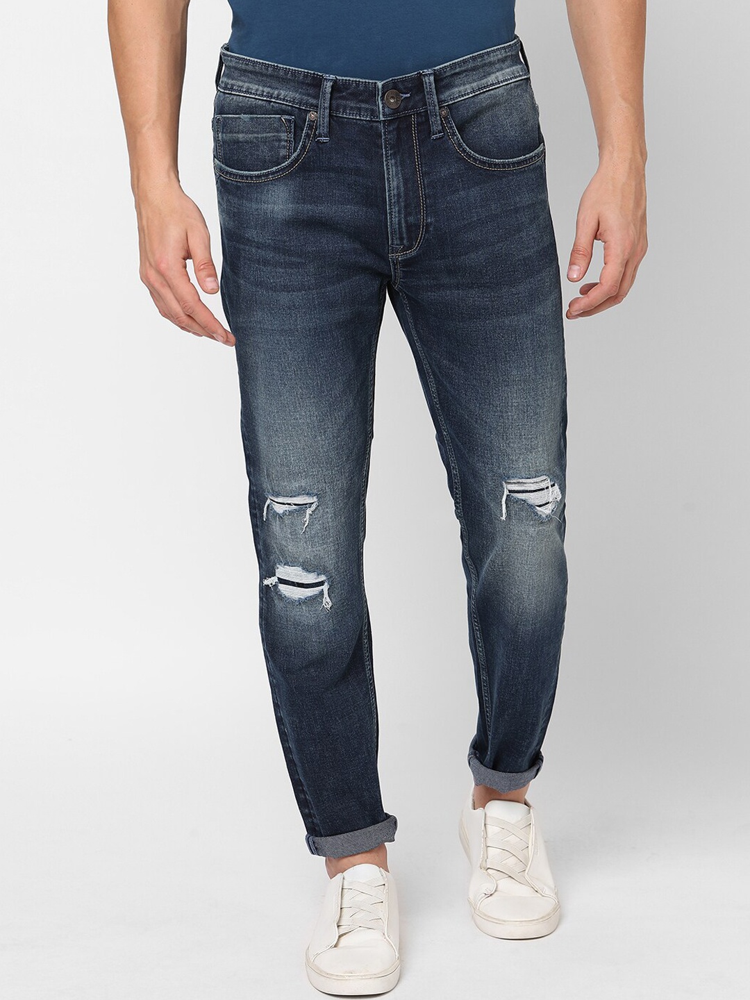 

Pepe Jeans Men Mildly Distressed Heavy Fade Stretchable Jeans, Green