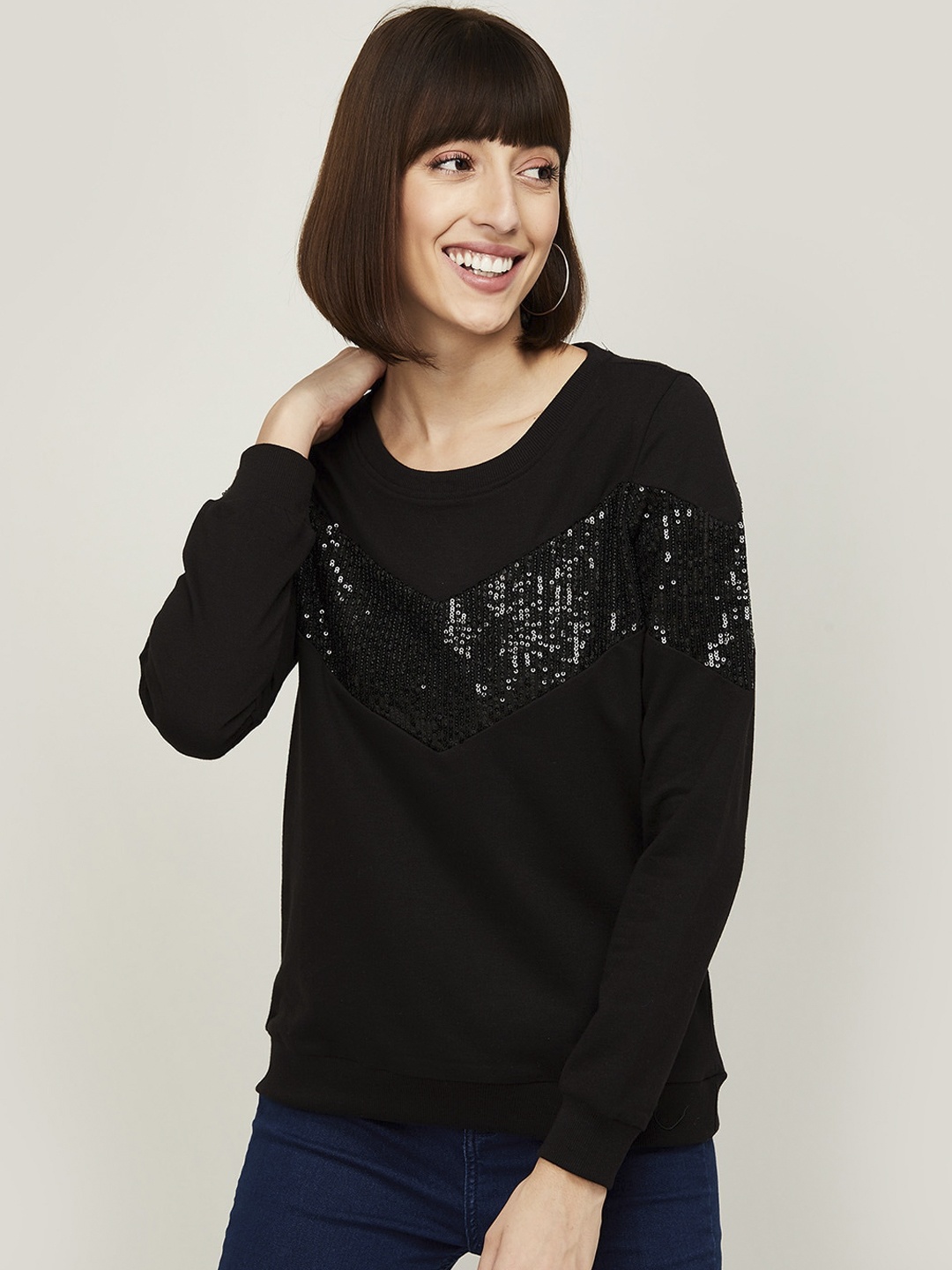 

Fame Forever by Lifestyle Women Black Embellished Sweatshirt