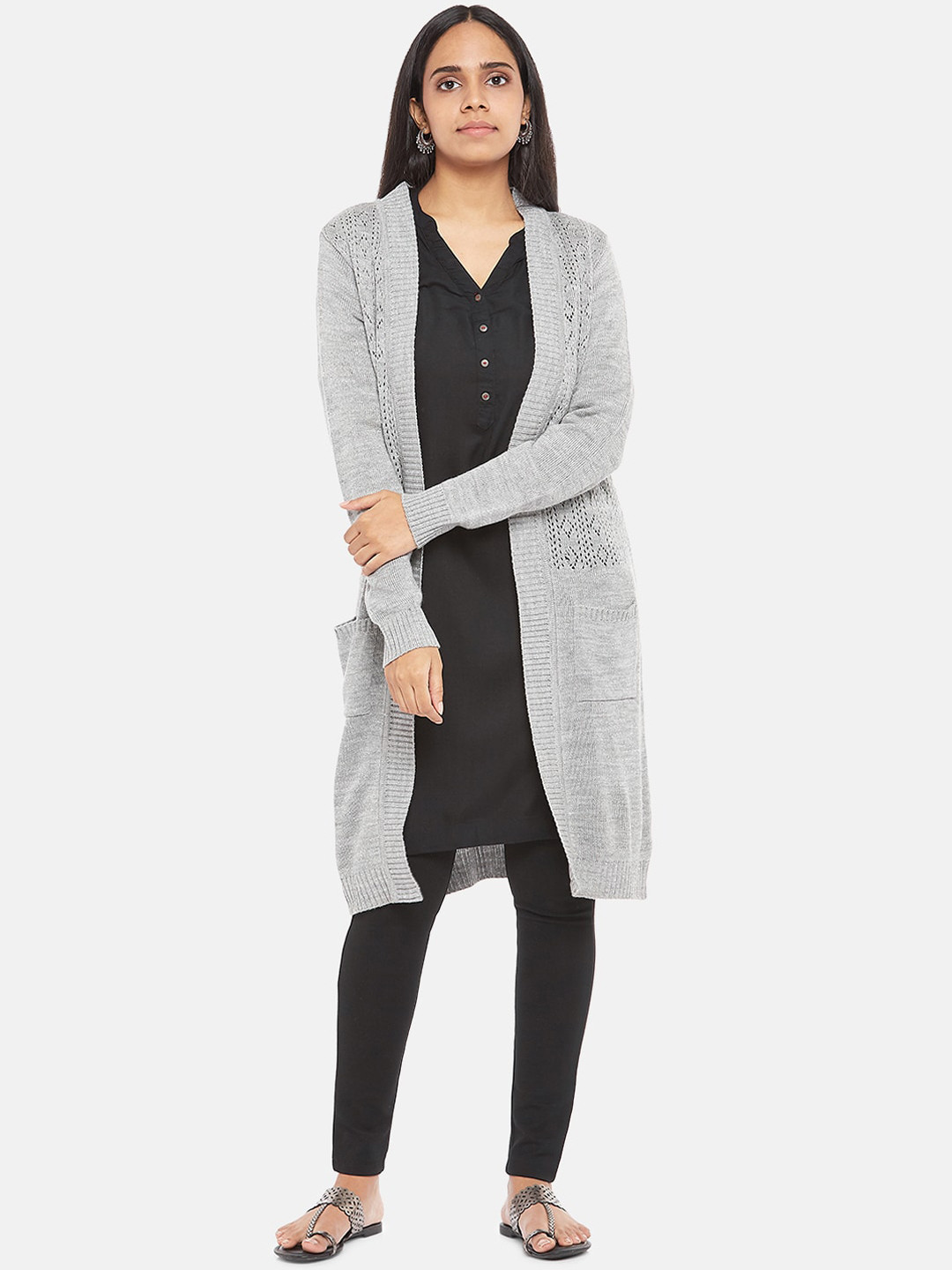 

RANGMANCH BY PANTALOONS Women Grey Striped Kurta